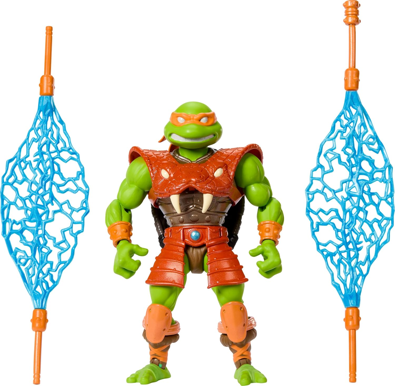 Masters of Universe Origins Turtles of Grayskull Michelangelo Reptile Wars Posable Action Figure, Teenage Mutant Ninja & Motu Crossover Hero Mikey Toy image number 5