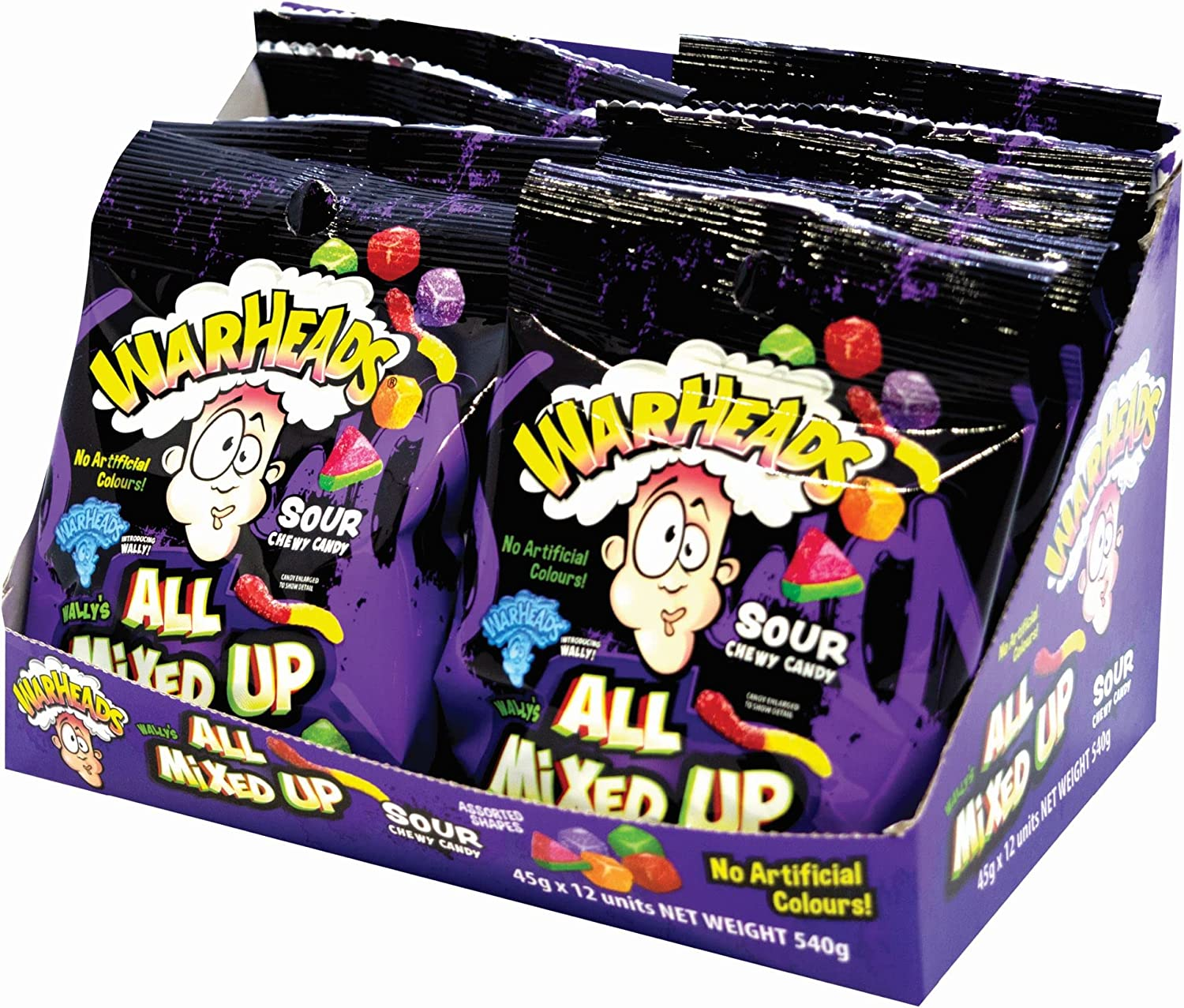 Warheads All Mixed up Candy, Blue Raspberry, 150G, 12 Pack