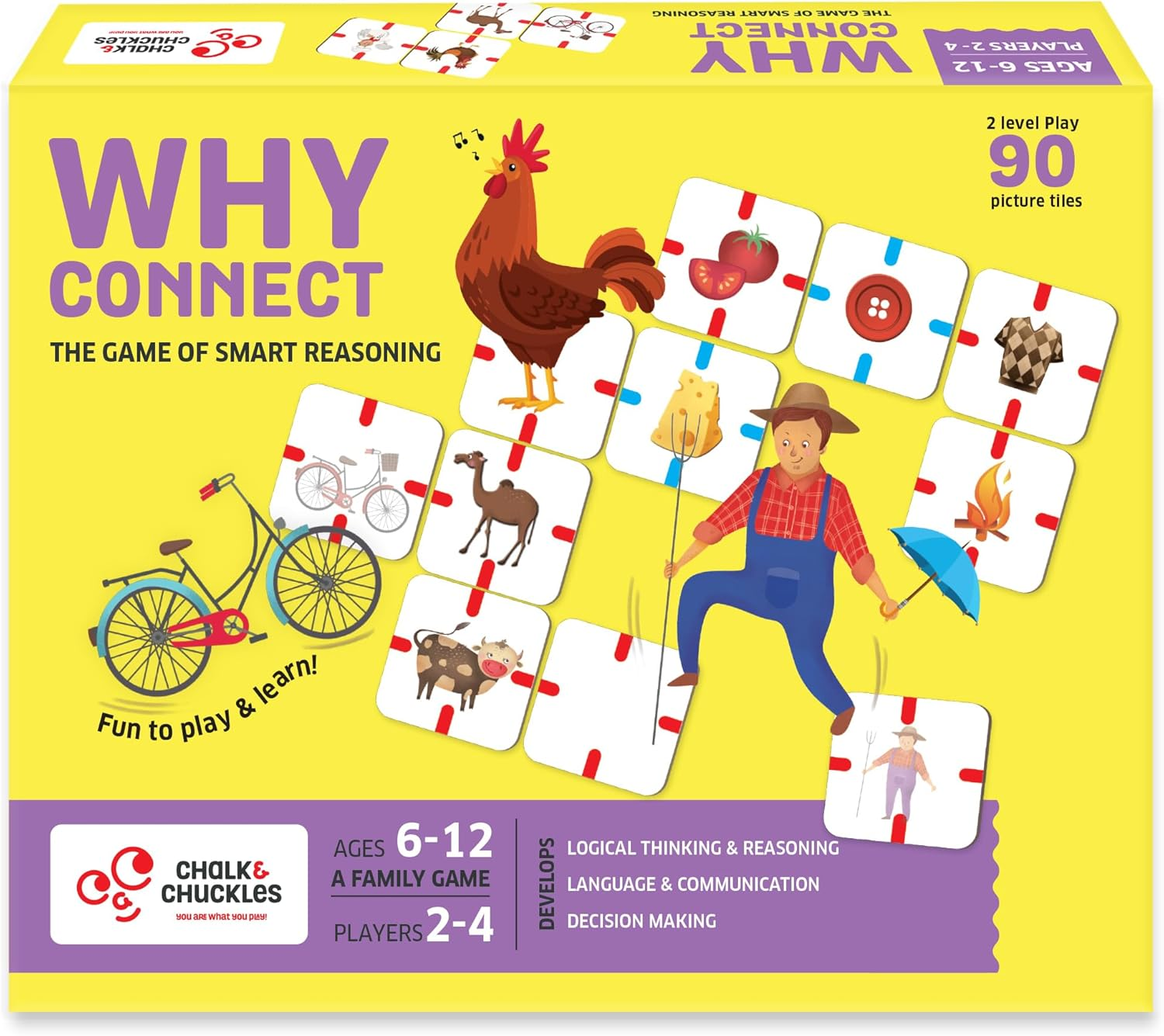 Chalk and Chuckles Board Game - Why Connect, Fun Logical Family Game for Kids Age 6-12 Years, Learning & Educational Toys, Gifts for Boys, Girls 7, 8, 9, 10 Years image number 6