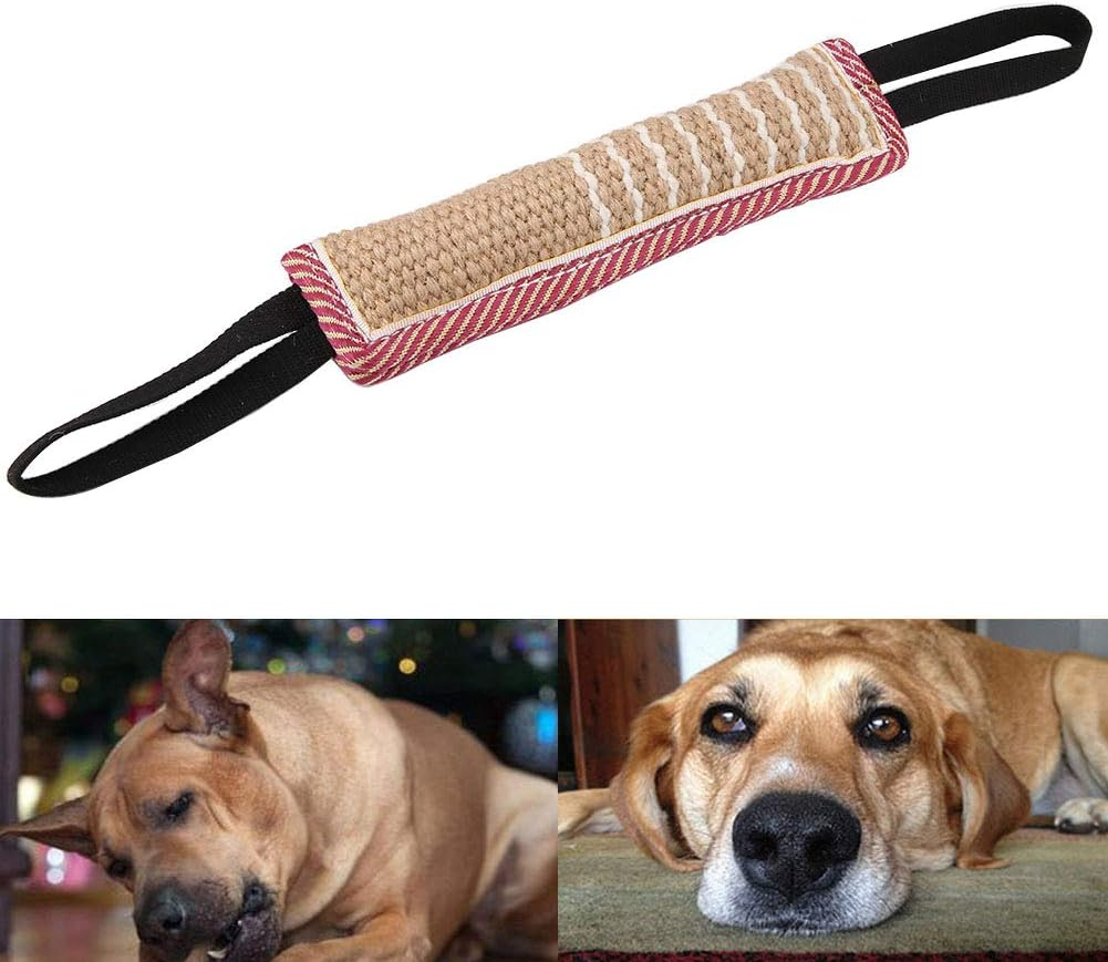 Durable Cotton Linen Pet Dog Tear Bite Training Rod Tug with Dual Handles Use It to Start Training Your Dog for Prey Drive, Exercise Pet'S Biting Ability image number 3