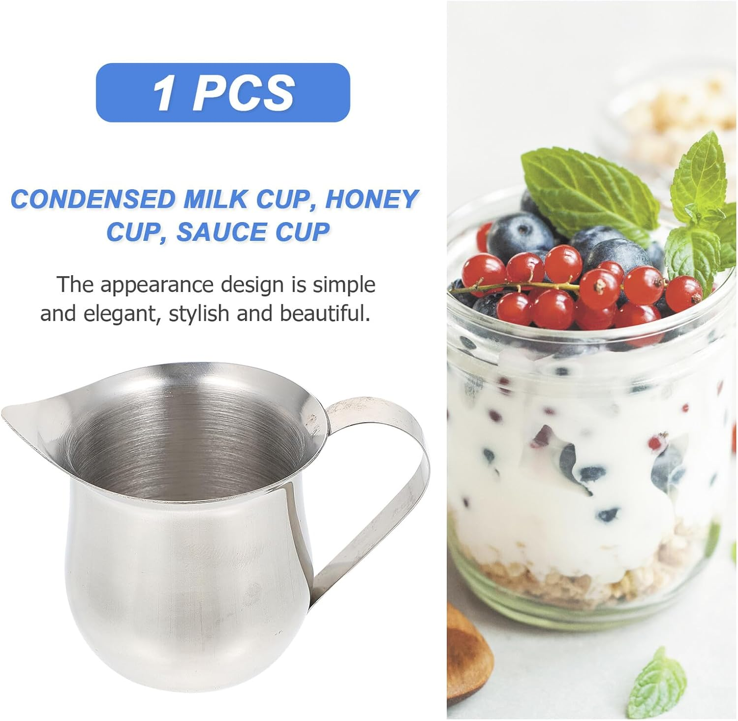 Toyvian Stainless Steel Milk Frothing Pitcher 60Ml (2Oz) Multi-Functional Cream Frothing Cup for Coffee Espresso Home Cafe Use image number 1