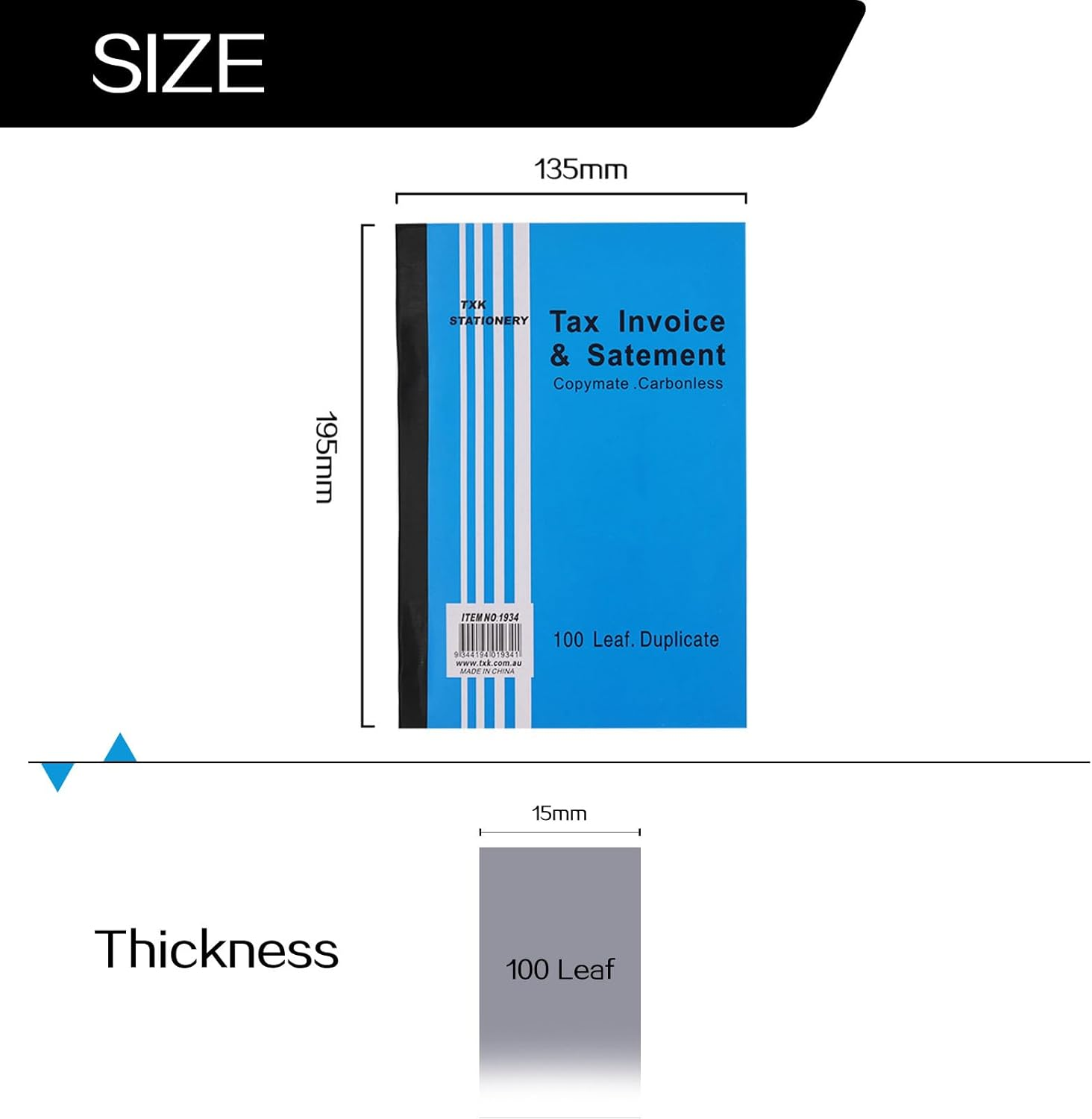 100 Leaf Tax Invoice Statement Book Copymate Carbonless Business A5 Size (72) image number 3