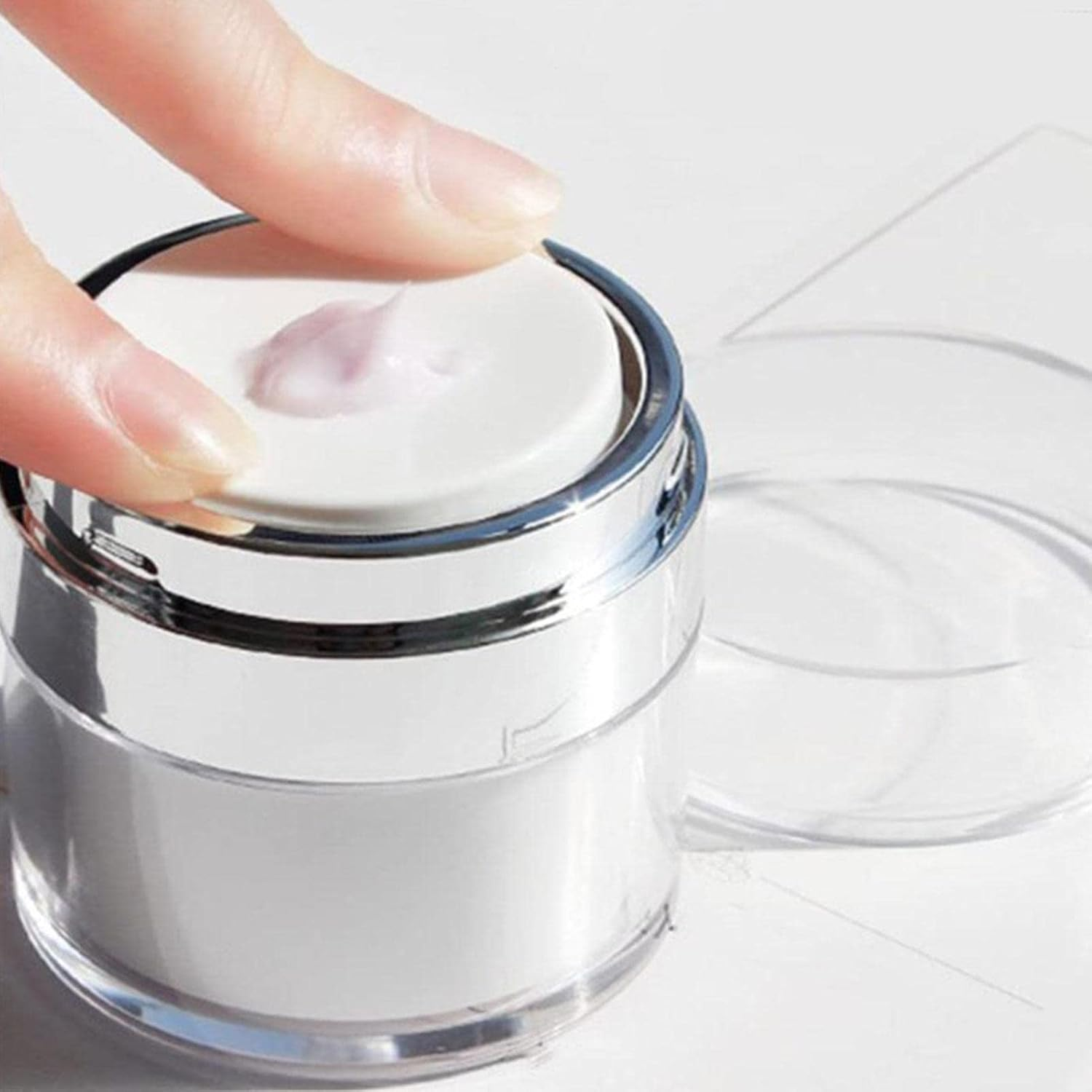 Cream Jar Vacuum Bottle, Airless Pump Jar Empty Refillable Travel Cream Bottle, Portable Lotions Creams Container, Moisturiser Pump Dispenser for Home Travel image number 3