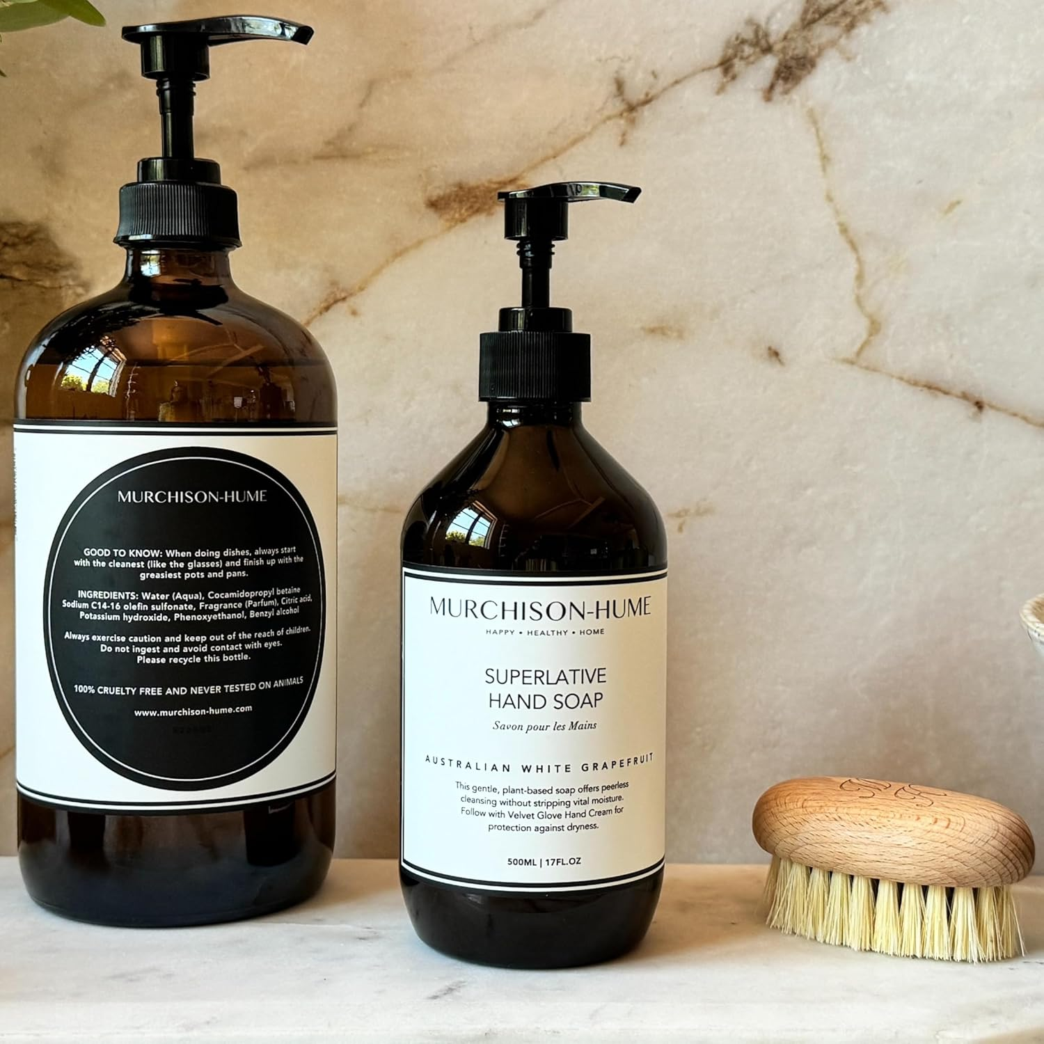 Murchison-Hume Luxury Vegan Hand Soap with Pump Dispenser, Moisturising Hand Wash, SLS, Paraben & Cruelty-Free, 500Ml (Australian White Grapefruit)