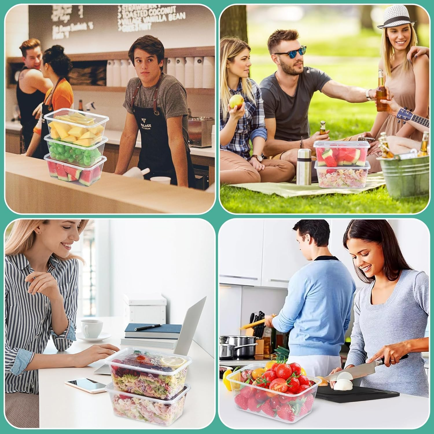 50 SETS 650Ml Takeaway Containers with Lids,Disposable Containers,Meal Preparation Container,50 Food Storage Container with Lid, Reusable Lunch Box, Clear Plastic Foods Lunch Box, Bpa-Free, Bento Box