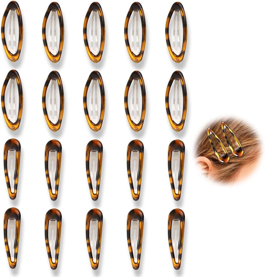 WUSJCOF Pack of 20 Women'S Thin Hair Clips, Metal Hair Clips, Non-Slip Hair Clips, French Tortoiseshell Look, Double Handle Snap image number 3