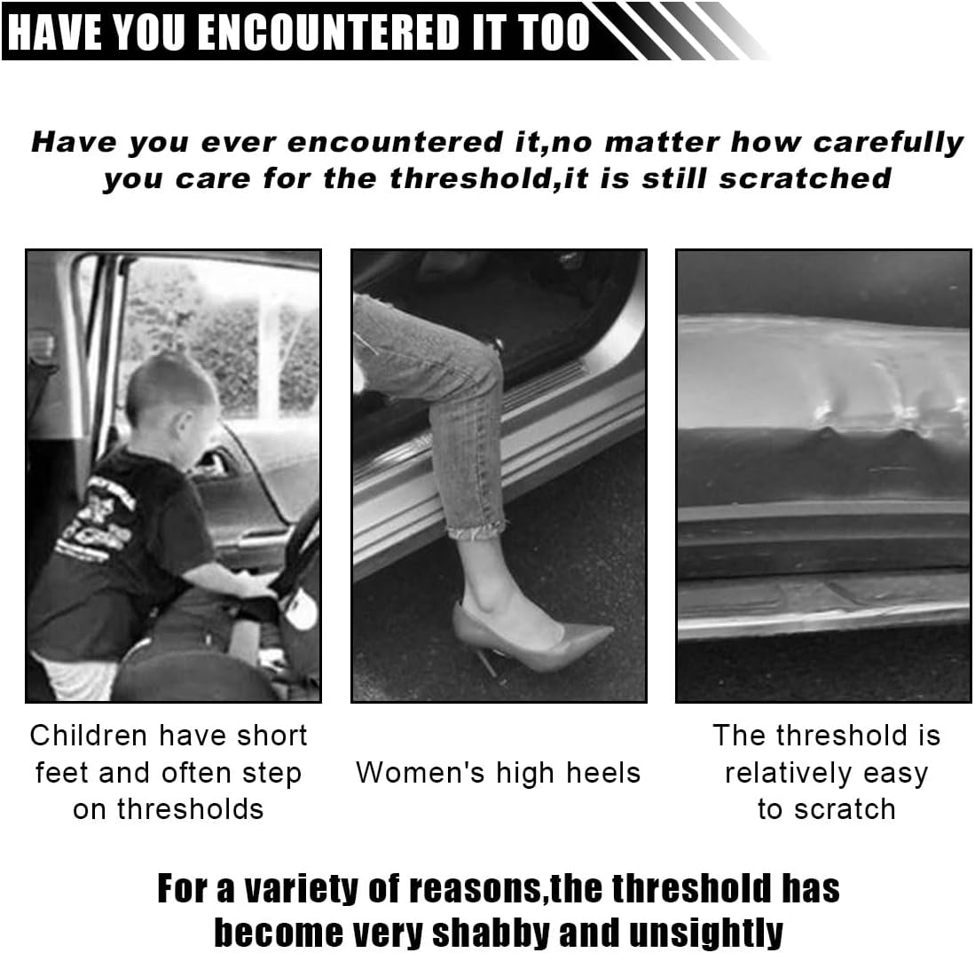 Car Door Sill Protector, Anti-Scratch Carbon Fiber Trunk Door Sill Protection Door Entry Edge Guard, Car Door Threshold Protection Sticker, Universal Vehicle Trim Cover for Car Truck SUV (9Pcs) image number 4