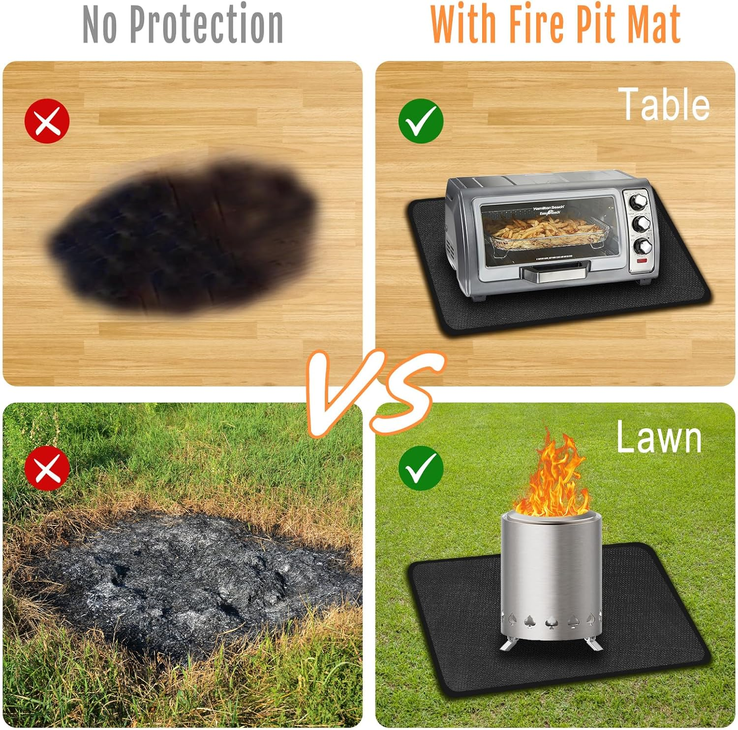 24X18 Inches under Grill Mat for Outdoor Tabletop Grill Deck Protector,4-Layer Tabletop Fire Pit Mat for Solo Stove,Fireproof Heat Resistant Mat for Countertop/Patio Protection,Waterproof/Oil-Proof image number 1