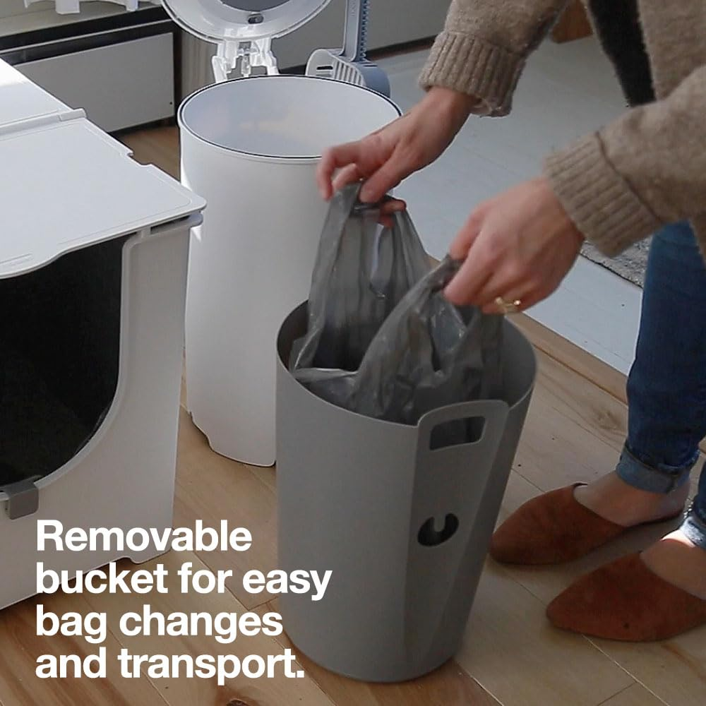 Modkat Litter Keeper - Cat Litter Disposal (Includes Litter Scoop, 2X Bamboo Charcoal Filters, and 10X Recycled Waste Bags (Gray) image number 2