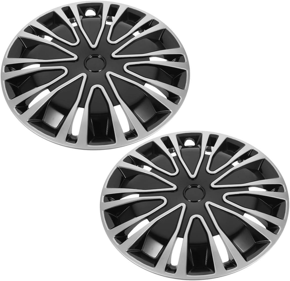 JECOMPRIS 12 Inch Car Hubcaps 2Pcs Silver Black Decorative Wheel Hub Covers Universal Fit Vehicle Rim Caps for Automotive Tires and Wheels image number 2