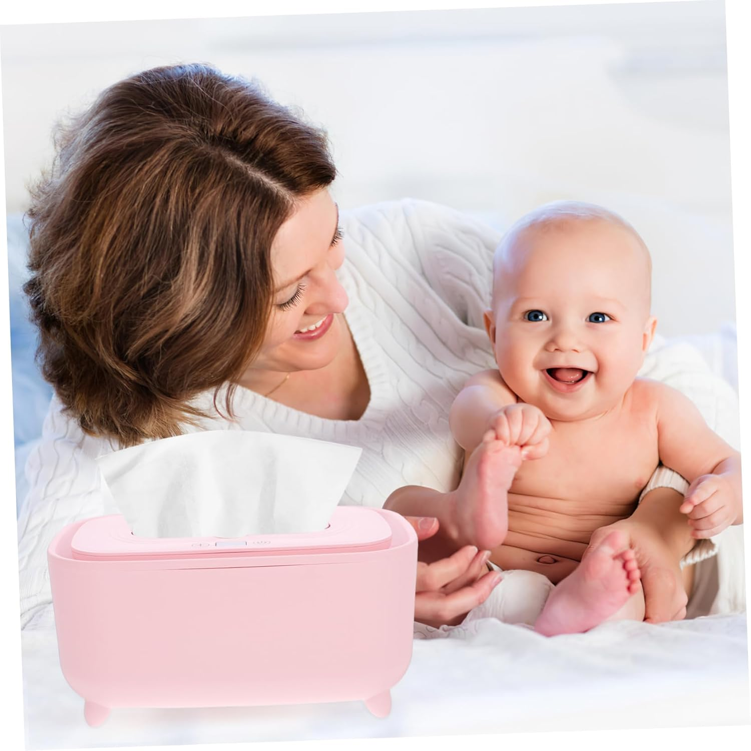Portable Baby Wipe Warmer USB Powered Wet Tissue Warmer Adjustable Temperature Cherry Pink for Travel Home Car Newborns