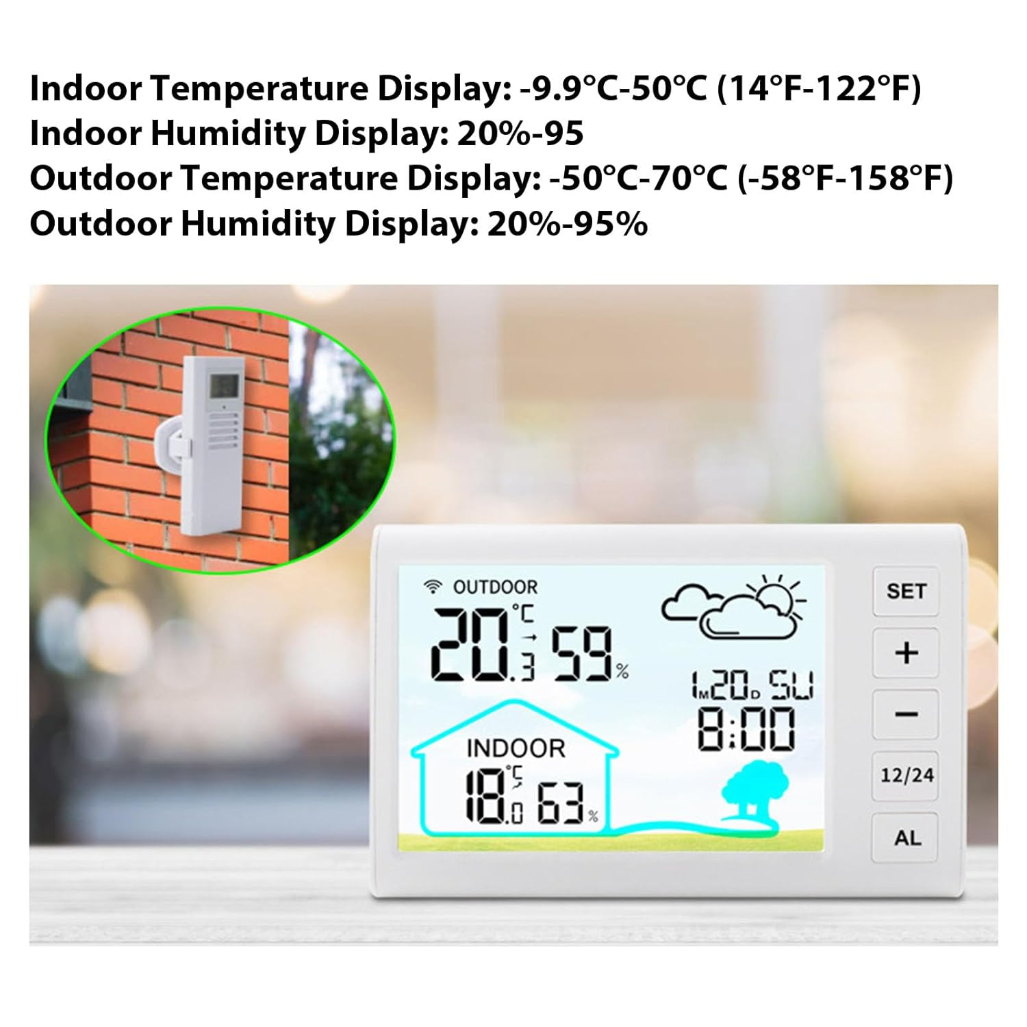 Weather Forecast Clock Wireless Indoor Outdoor Thermometer Hygrometer with High Accuracy Sensor and Trend Indicator for Home Office Garden image number 1