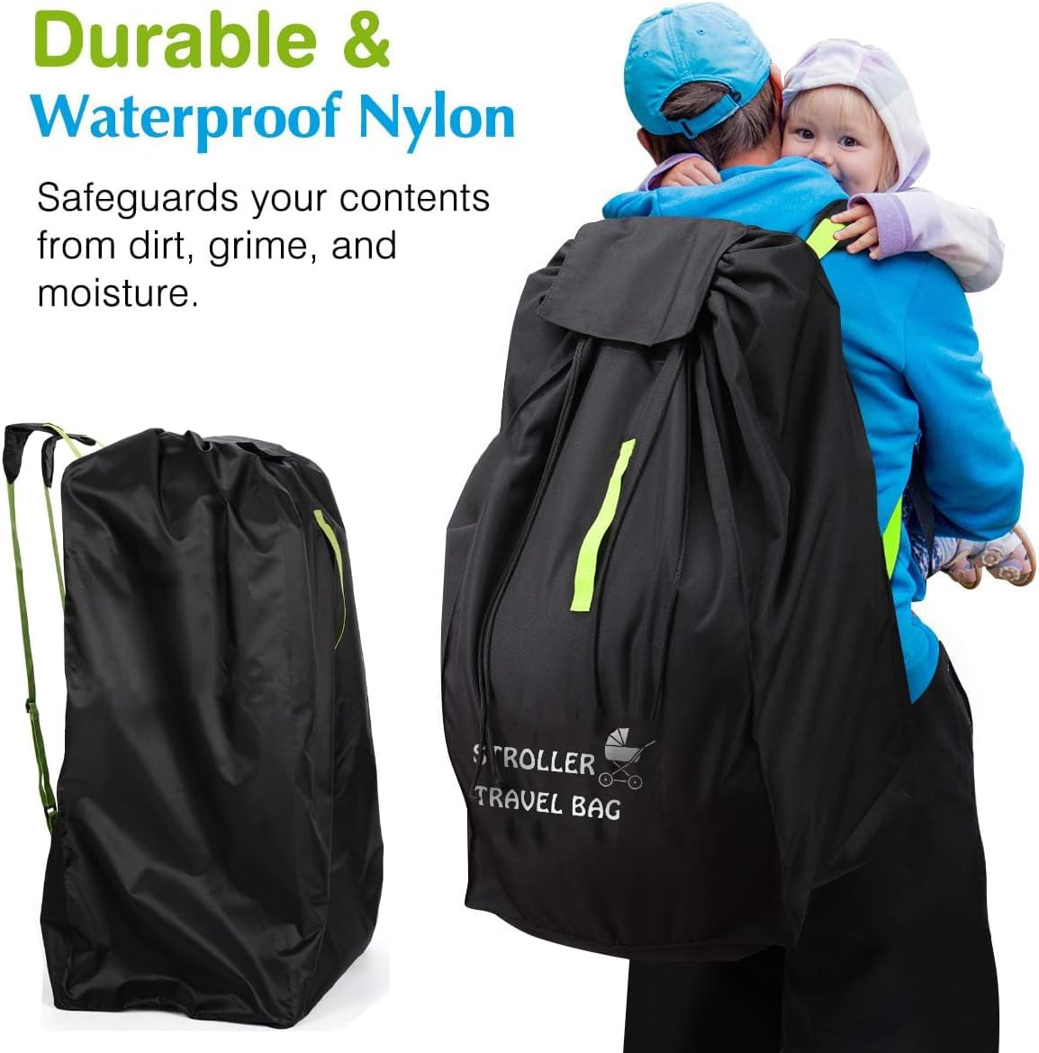 Bestbless Stroller Travel Bag, Portable Pram Bag for Airplane, Car Seat Travel Bag, Large Pushchair Cover with Shoulder Strap, Waterproof Gate Check Bag for Infant Strollers