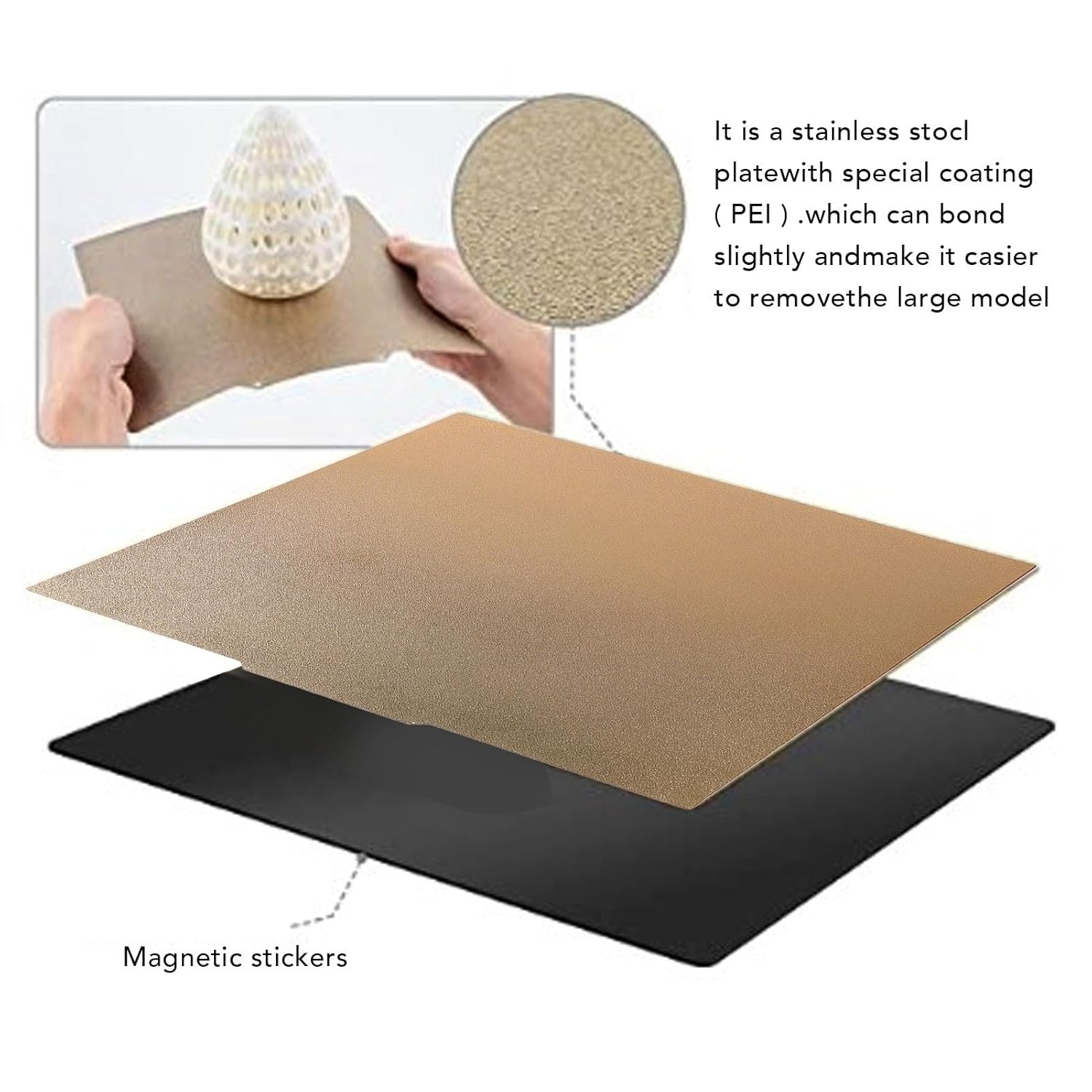 3D Printer Build Plate, 3D Printer Build Heated Bed 500X500Mm Dual Sided PEI Sheet Magnetic Build Plate, Flexible Print Bed Platform, 3D Printer Accessories
