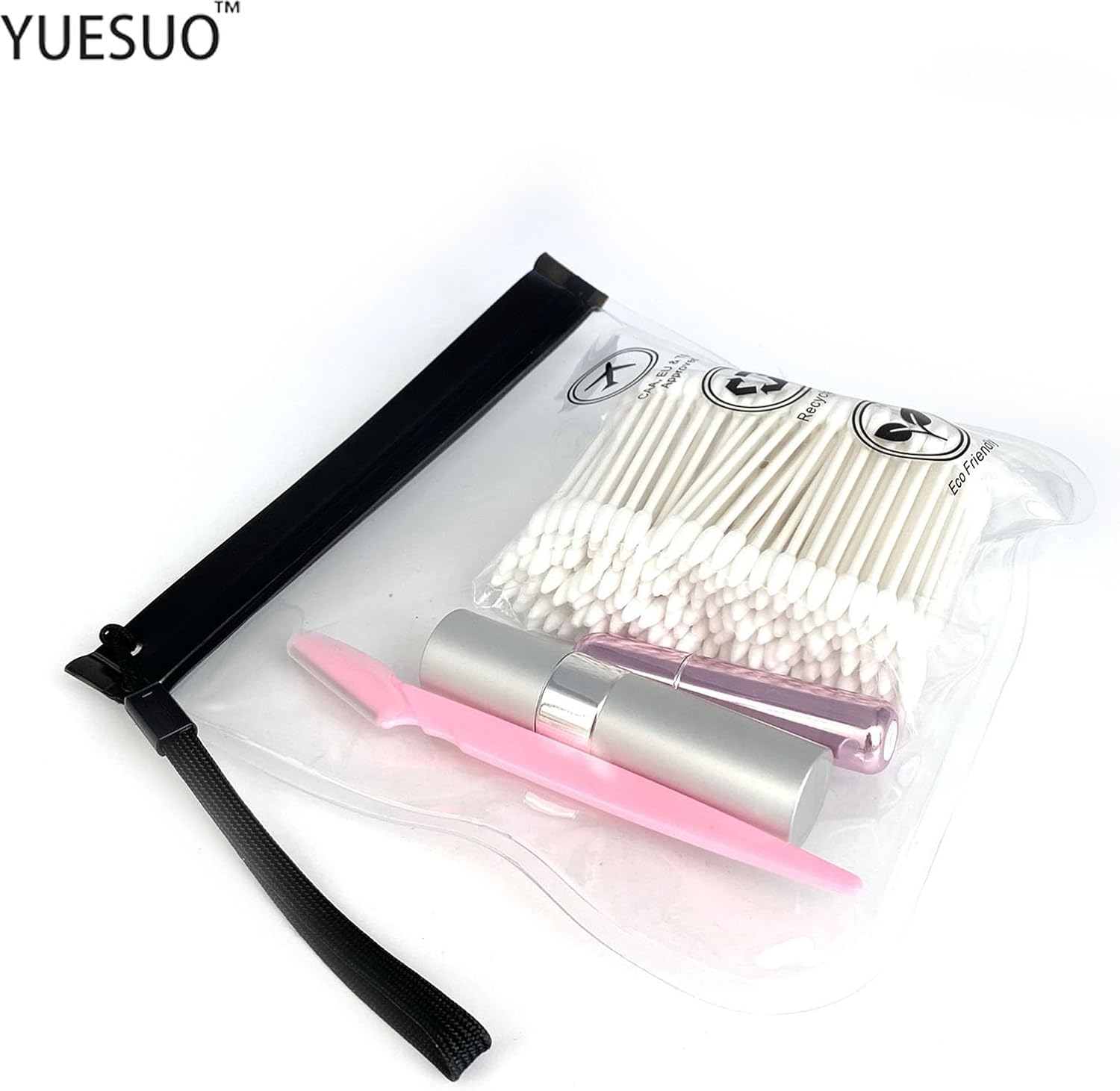 YUESUO Toiletry Bag Cosmetic Pouch Waterproof Pouch,Quart-Size Carry-On Small Handy Bag for Toiletries for Women Men(2Pcs Black/Grey) - 4Pcs Black/Grey image number 3