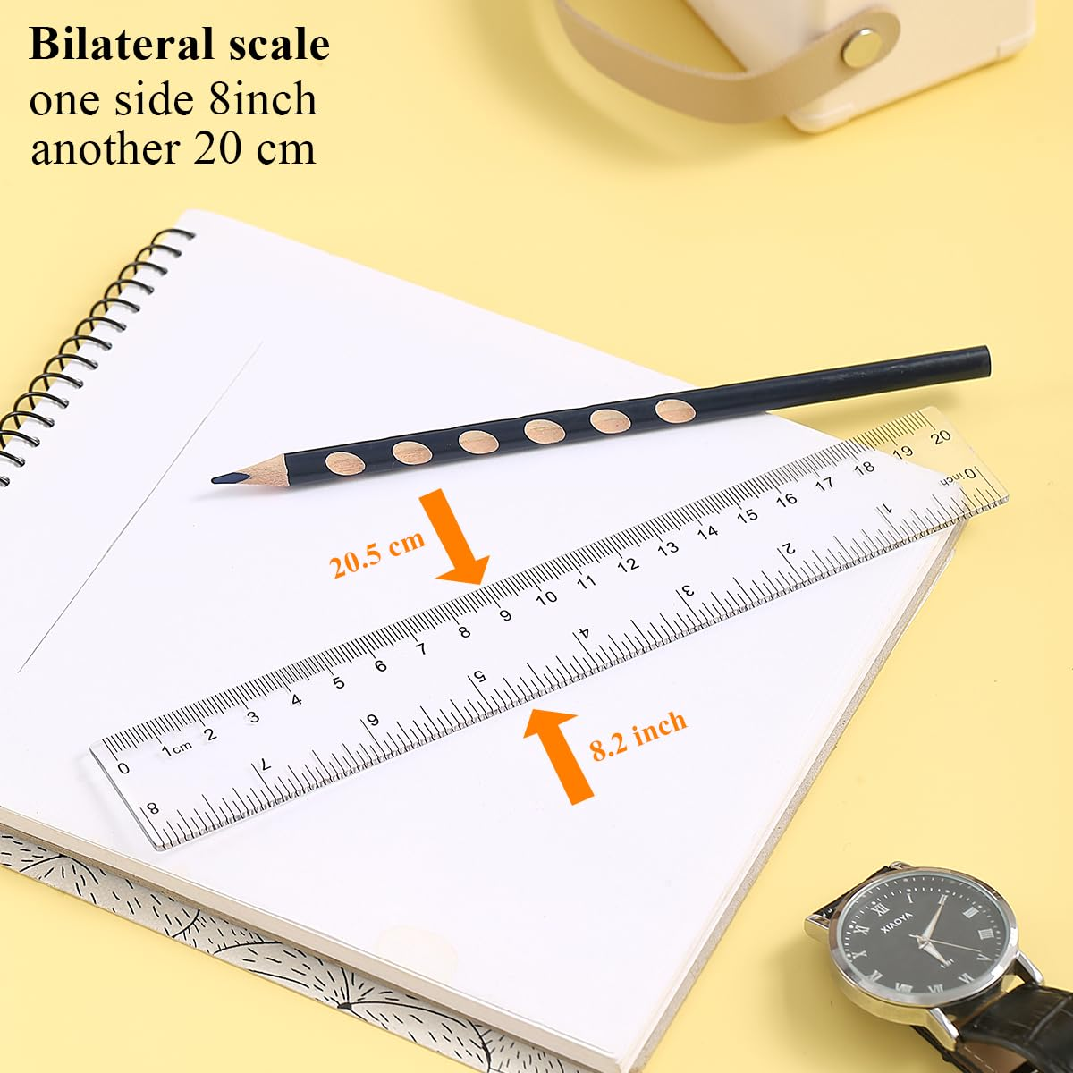 Berglander Clear Plastic Ruler Set of 3, Straight Edge, Drafting Tools, Straight Ruler for School Teaching, Office, Art Painting (Clear, 30CM, 20CM, 15CM) image number 4