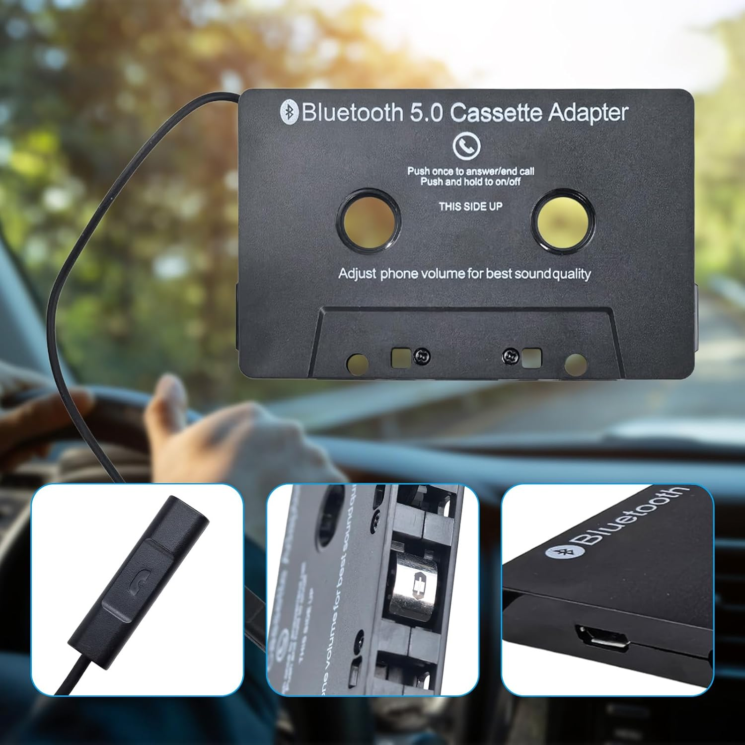 MP3 Cassette Player Adapters, Tape Audio Adapter Car Audio Cassette to Aux Adapter Bluetooth 5.0 Tape Player for Smartphones Tablets image number 5