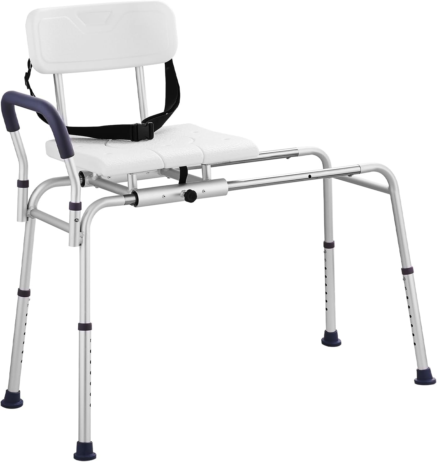 VEVOR Sliding Tub Transfer Bench, Height Adjustable Bathtub Transfer Bench with Cut-Out Seat, Reversible Backrest & Safety Belt, Non-Slip Shower Chair for Elderly Disabled Handicap, 400LBS Capacity image number 5