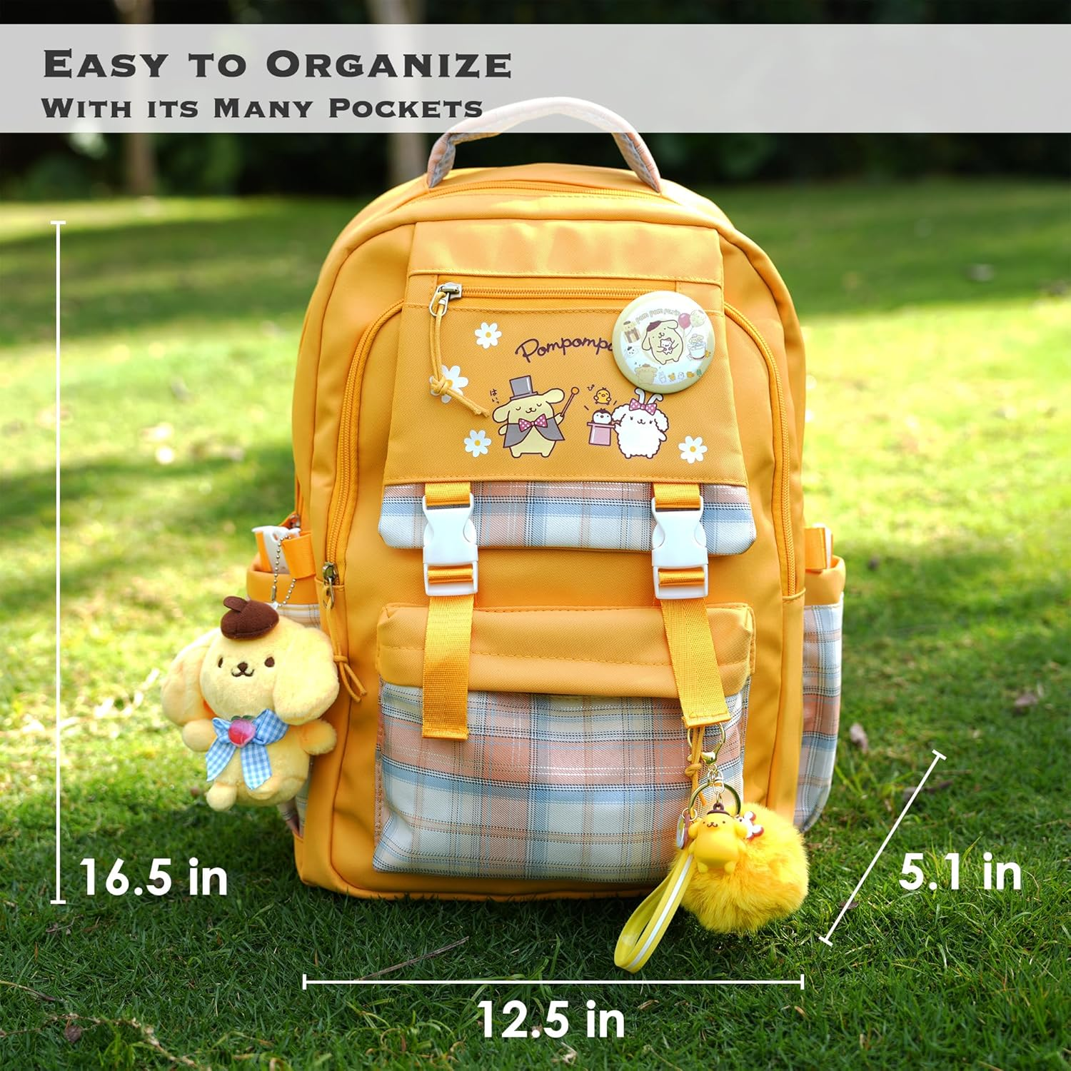 Juju Yellow Kawaii Backpack - Cute Kawaii Stuff Mochila Kawaii - Yellow Backpack - Cute Backpacks for Girls - Cute Backpack Kawaii Backpacks for School Girls - Cute Backpack for School image number 2