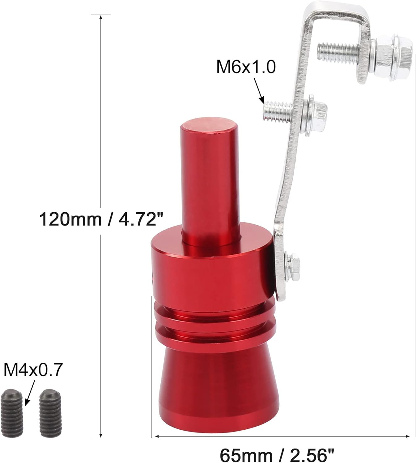 X AUTOHAUX 2Pcs XL Size Aluminum Alloy Universal Turbo Sound Exhaust Muffler Pipe Whistle Car Roar Maker Red image number 2