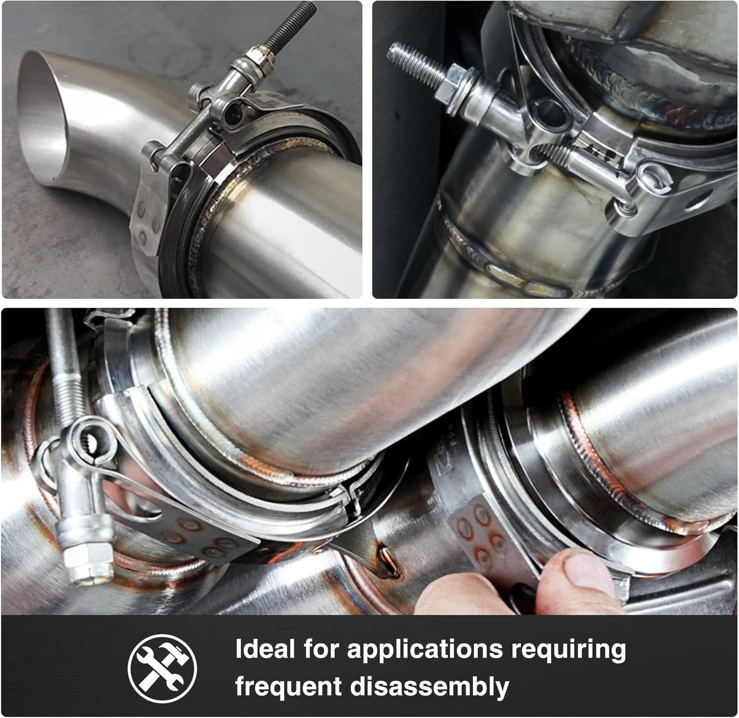 Universal Stainless Steel V Band Clamp - Leak-Proof T-Bolt Exhaust Clamp for Automotive Exhaust Systems and Turbochargers (3 Inch) image number 6