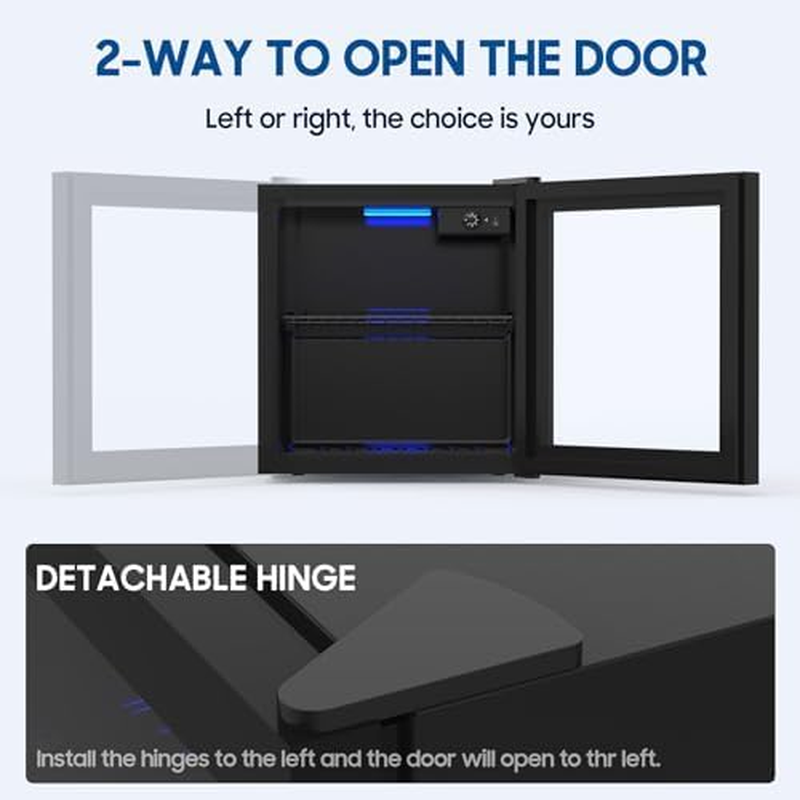 YOPOWER Mini Bar Fridge Glass Door, 36L Beverage Refrigerator Small Fridges for Beer Soda or Wine, Black image number 5