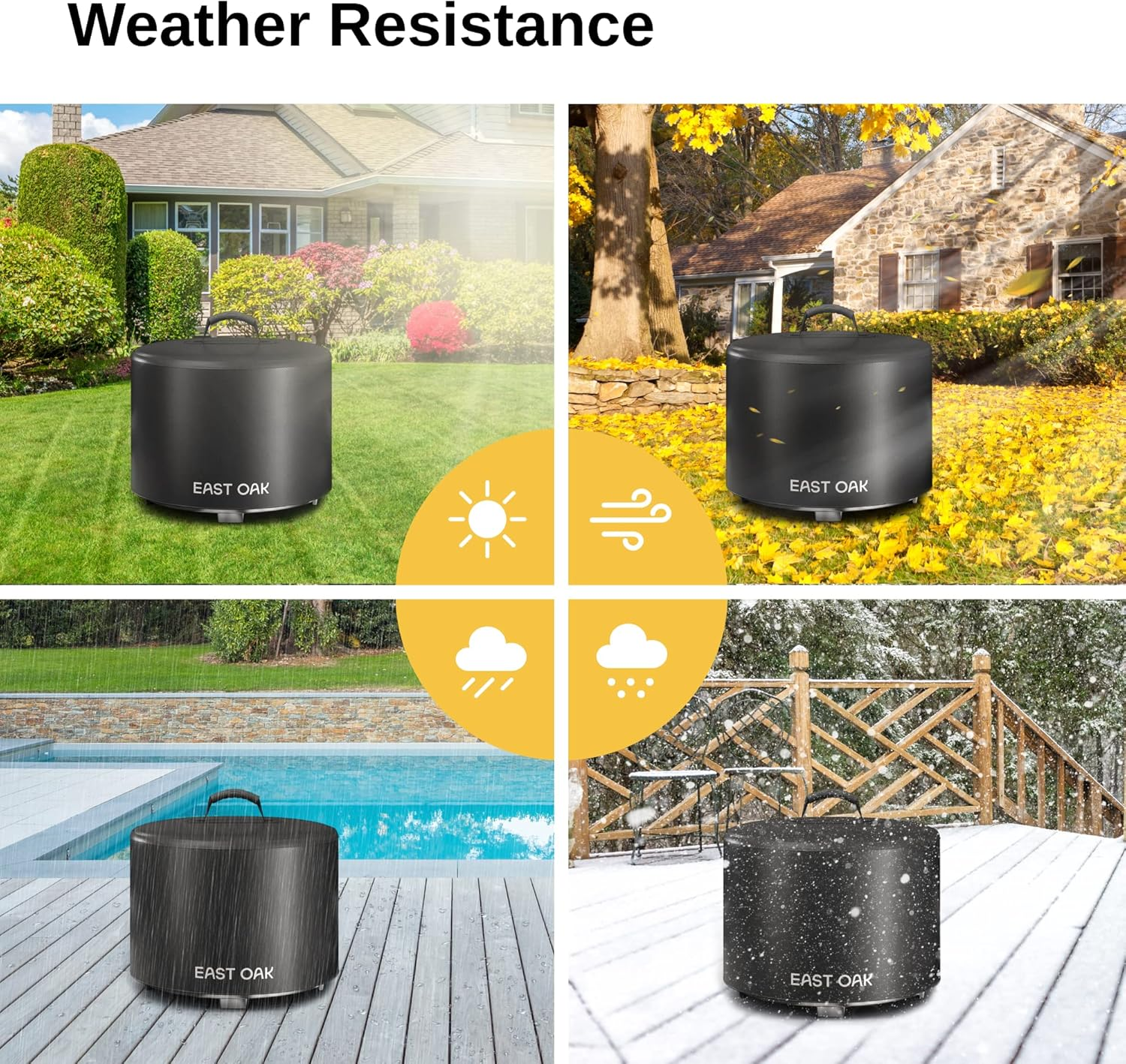 EAST OAK 21'' Fire Pit Cover for Outdoor Smokeless Firepit, 500D Heavy Duty Fabric Bonfire Pit Accessories for Camping, Waterproof, Dustproof, and All-Weather Resistant, 21.26"Dia X 13.97"H, Black image number 3