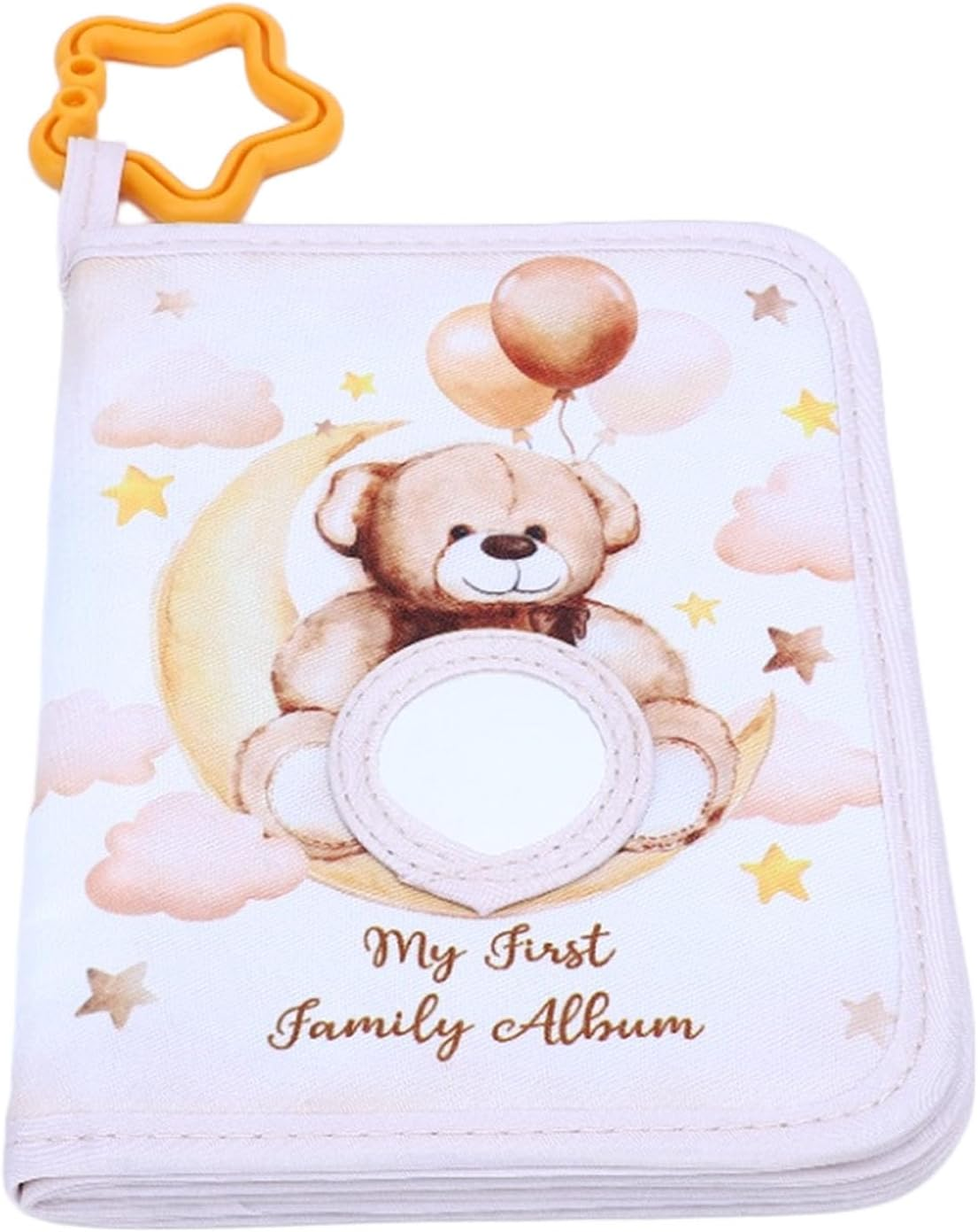 Generic My First Family Albums, Soft Photo Cloth Book for Toddlers with Safety Mirrors, Holds 17 4X6Inch Photos, Brown Bear Themed Newborn Kids image number 6