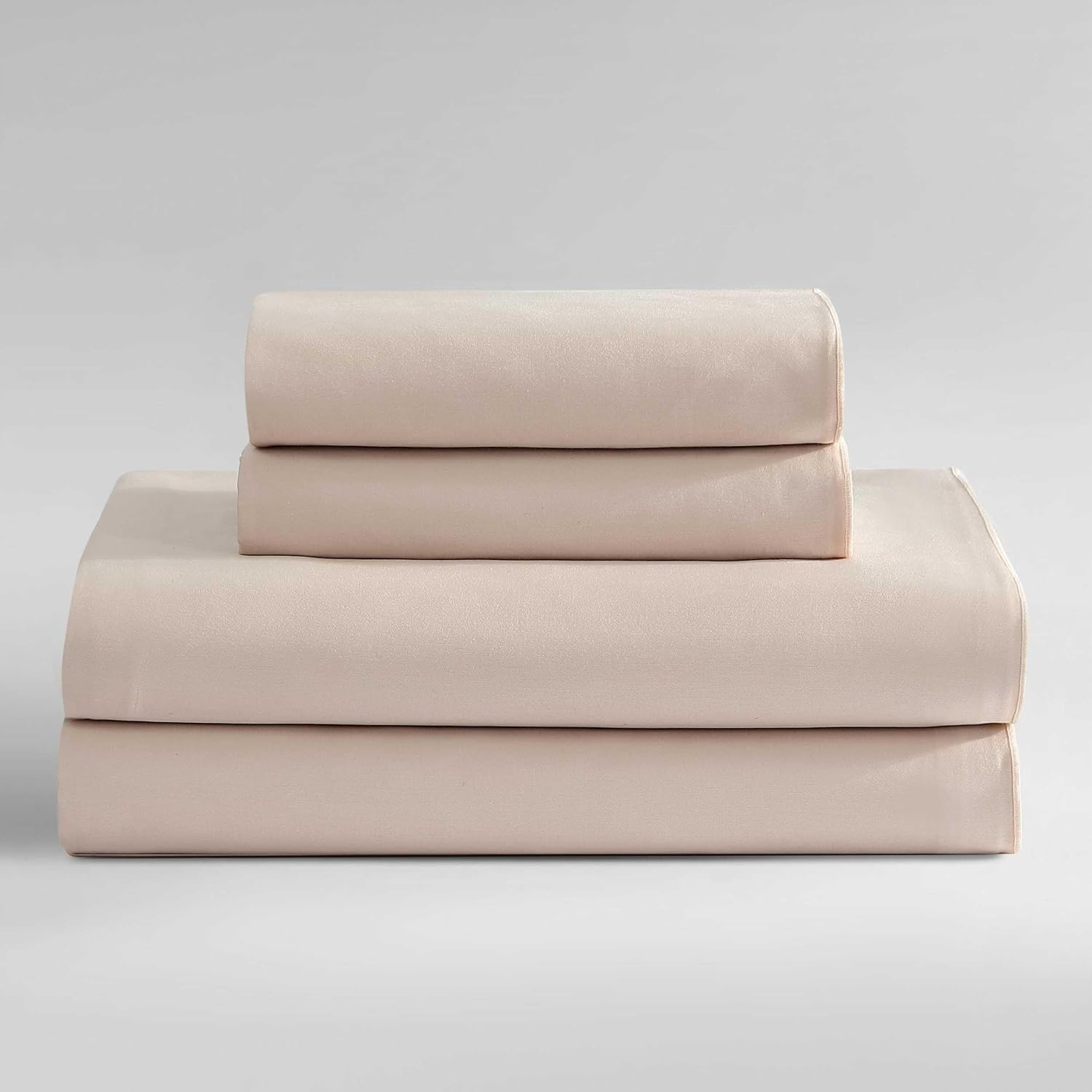 Calvin Klein - King Sheets, Cotton Sateen Bedding Set, Luxuriously Soft Home Decor (Pearl Edge Ivory, King)