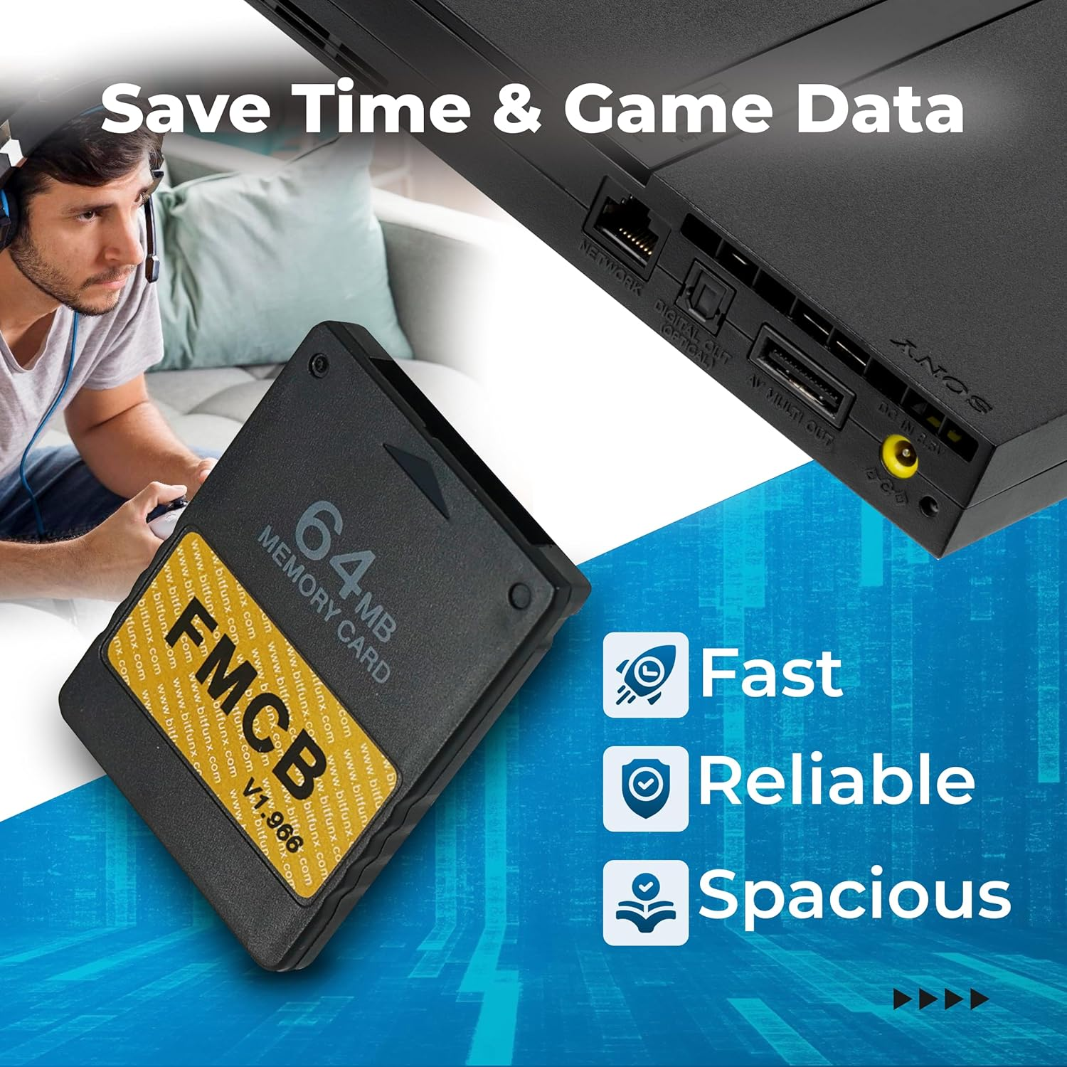 Skywin FMCB Free Mcboot PS2 Memory Card V.1 966-64 MB Memory Card for PS2 Playstation 2 Games in USB Hard Drive or Hard Disk image number 2