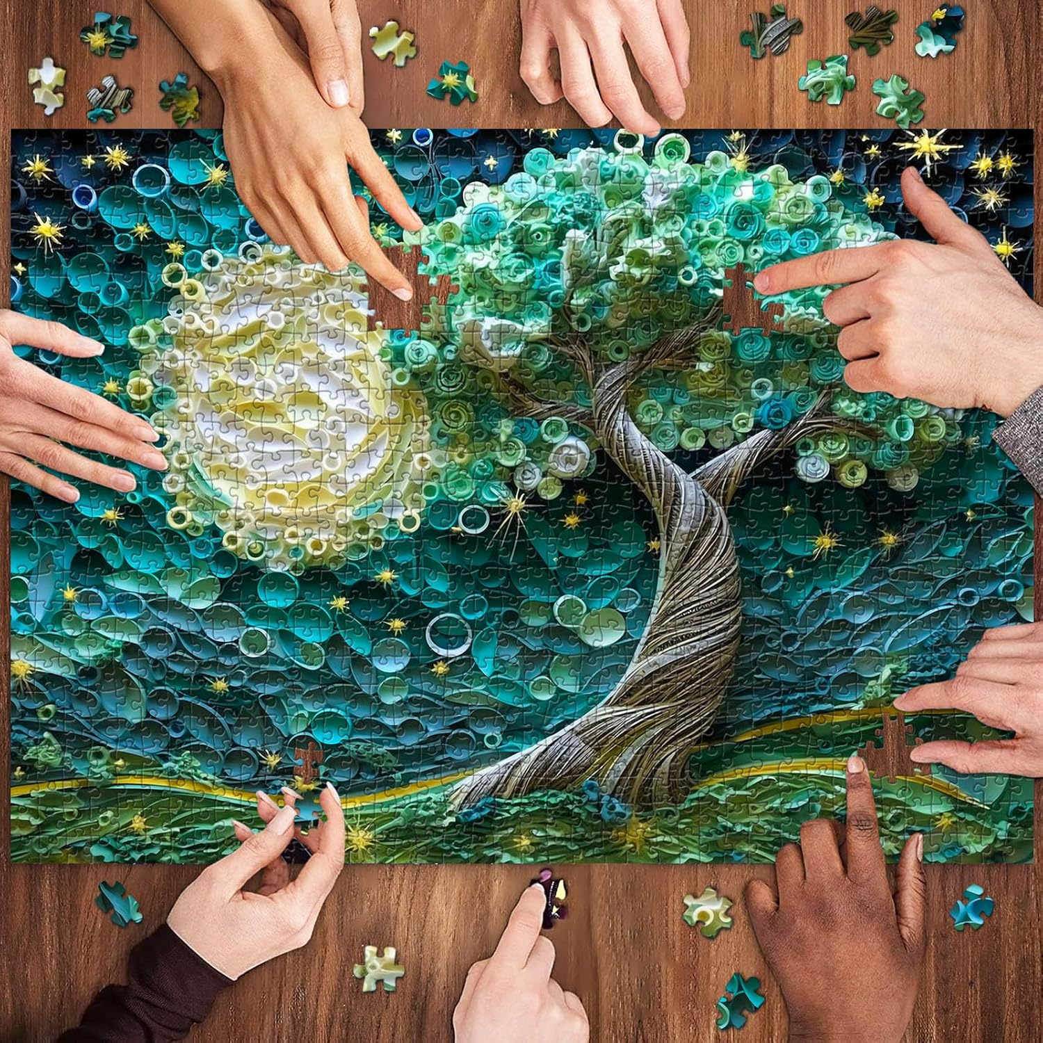 Jigsaw Puzzles for Adults 1000 Pieces, Interlock Perfectly Letter on Back No Dust, Home Decor Birthday Gift Toy for Men Women Elders Seniors, 1:1 Poster -Tree of Life image number 1