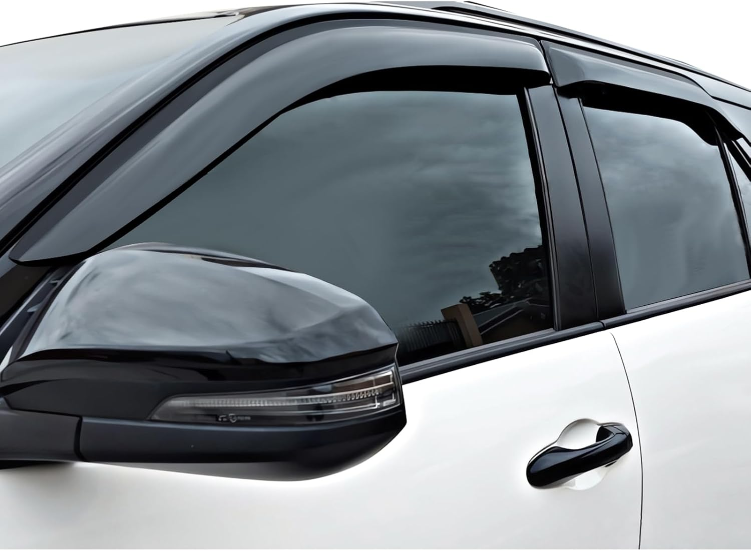 SUERAUTO4X4 Weather Shields for Toyota Fortuner 2015-2025 GX GXL Crusade Accessories, Car Weathershields Wind Deflectors Window Visor Sun Rain Guards Injection Tinted Black, 4Pcs/Set image number 6