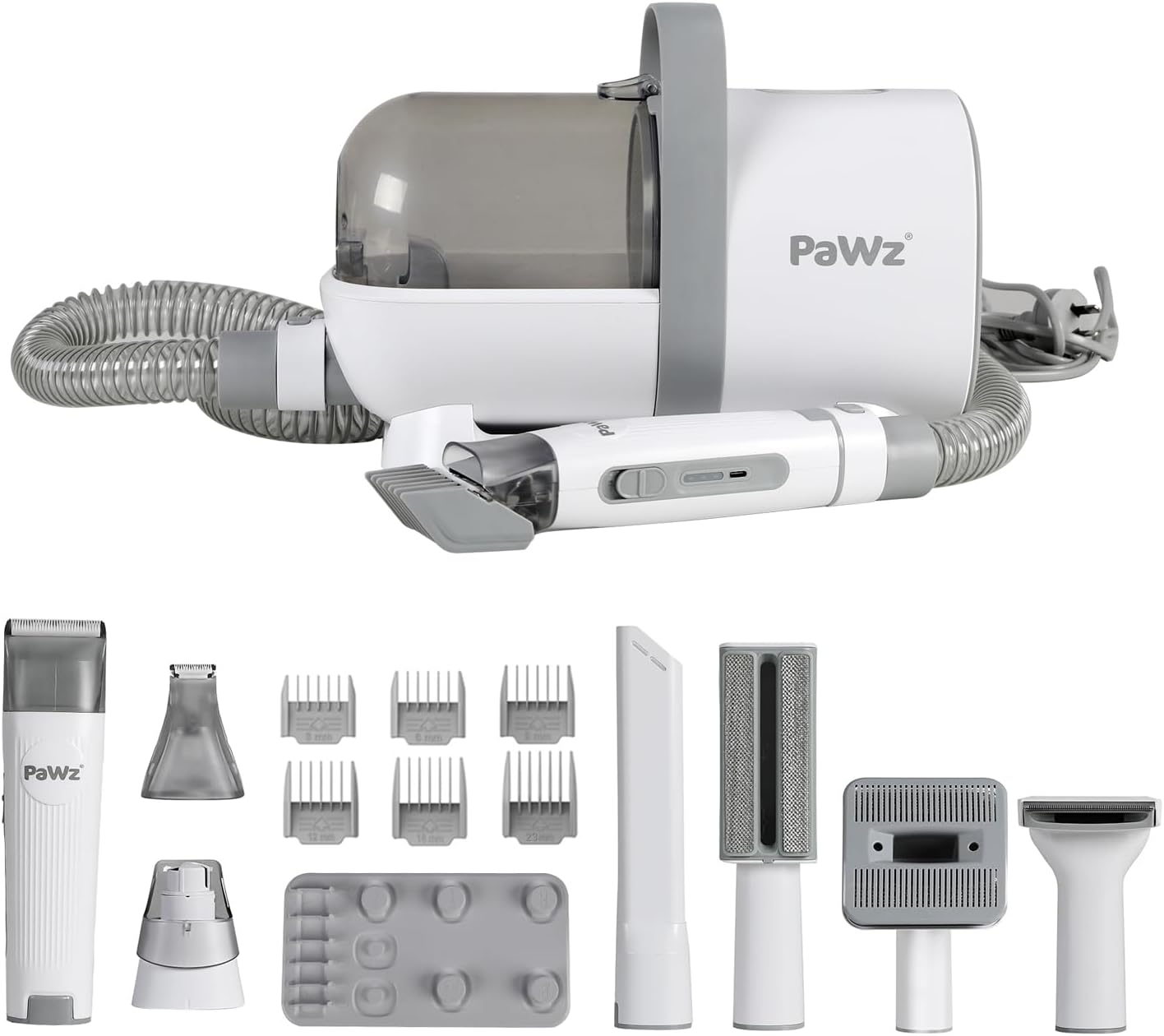 Pawz Pet Grooming Kit 3 Vacuum Levels, 7 in 1 Electric Cordless Dog Cat Grooming Set with Paw Hair Trimmer,Cleaning Brush for Shedding,Wireless Dryer Remover Clipper,1.5L Cup, Low Nosie Pet Supplies image number 6