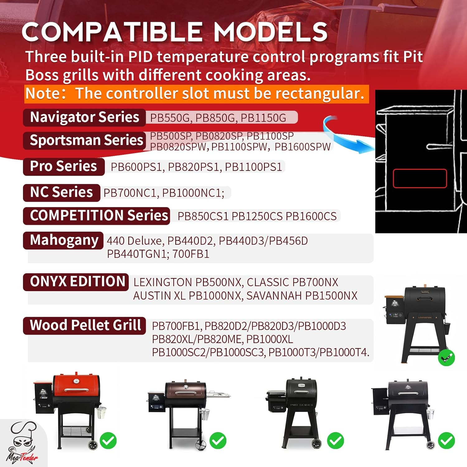 PID Rectangular Wifi Pellet Grill Controller Replacement for Pit Boss 440-1600, Navigator, Sportsman, NASCAR, Mahogany, Competitiion, Onyx, Pro Series, App-Enabled Thermostat Control Panel image number 6