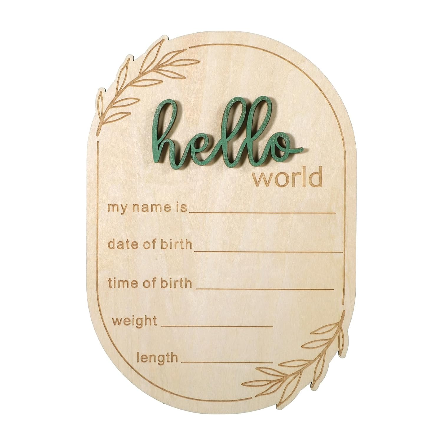 Baby Announcement Sign, 5.9 Inch Wooden Hello World Newborn Signs Birth Baby Name Plaques Birth Announcement Sign for Newborn Boys and Girls Photo Prop Ba-By Shower Hospital Nursery Gift image number 1