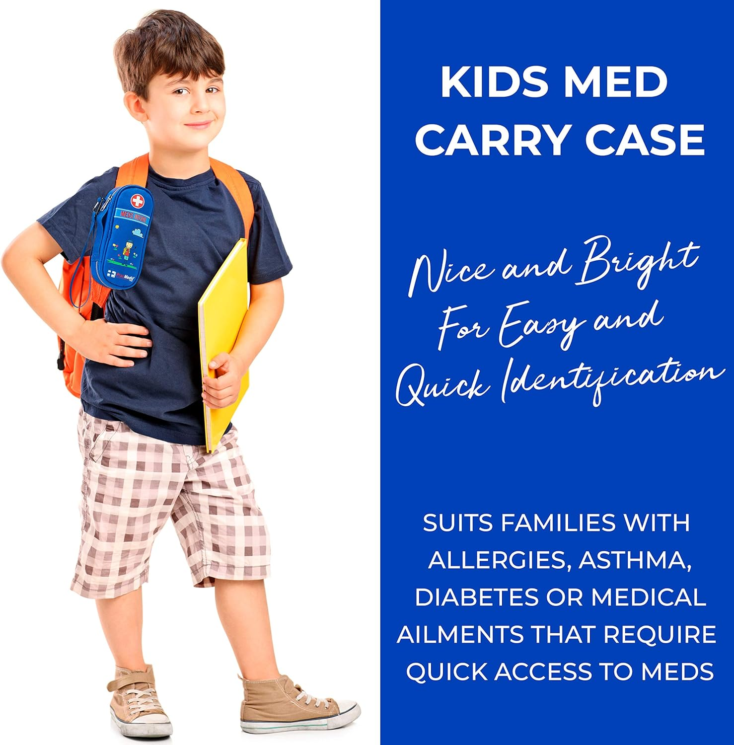 Pracmedic Bags Epipen Case - Epi Pens Carrying Case- Medical Case for Kids - Insulated to Hold Inhaler, Epi Pen, Auvi Q, Epinephrine, Allergies Medication - Medicine Bag for Traveling (Blue) image number 1