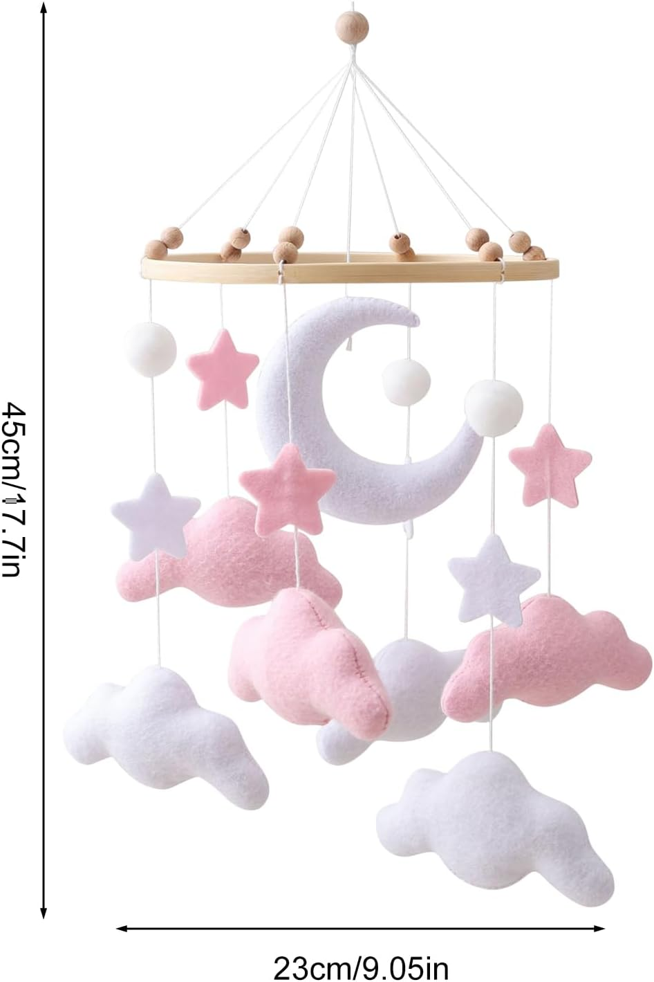 Baby Stroller Toy | Cloud Mobile Bassinet Toys | Felt Soothing Decoration Game for Nursing Room Boys Children Bedside Son Girls Kids Daughter image number 3