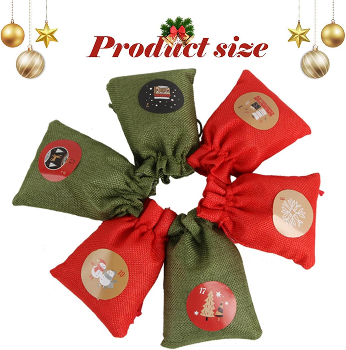 24 Pcs Christmas Linen Bags with Drawstring 10 X 14Cm Christmas Favor Bags Jewelry Candy Pouches Sacks Christmas Burlap Bags for Wedding Christmas Festive DIY Craft image number 6