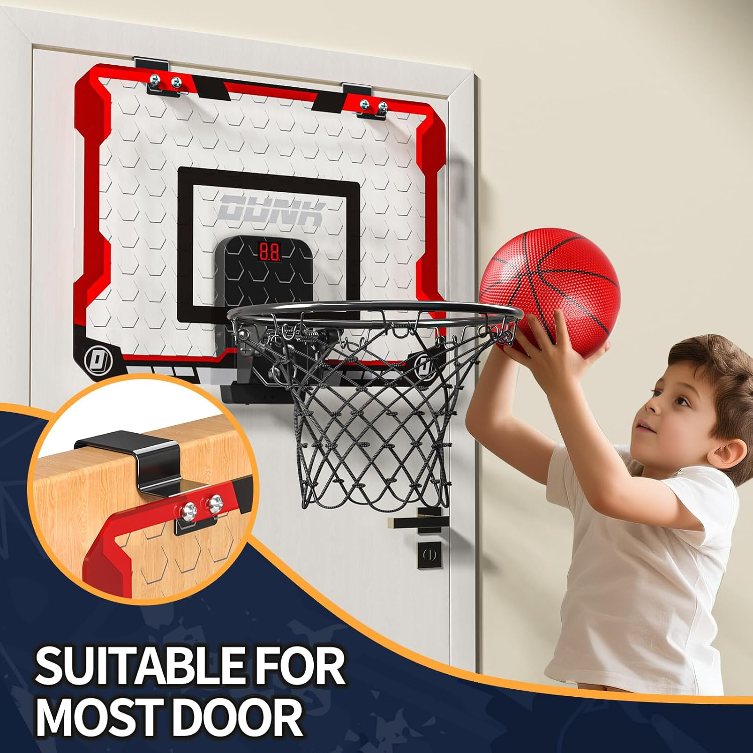 Basketball Hoop for Kids 3 4 5 6 7 8 Year Old Boys - Ball Toys Game with 4 Balls, Indoor Outdoor Sports Games for Kids Aged 3-12, Teens Gift