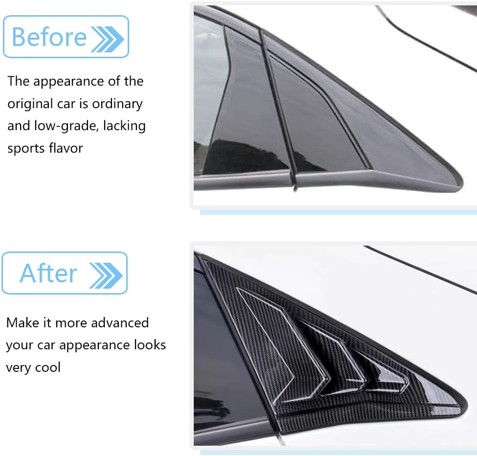 TKREENO for Honda 10Th Gen Civic 2016-2021 Rear Side Window Louver Decorate Cover Rear Air Vent Window Louvers Blinds Covers Auto Accessories (10Th Gen Civic Hatchback, Carbon Fiber Color) image number 3