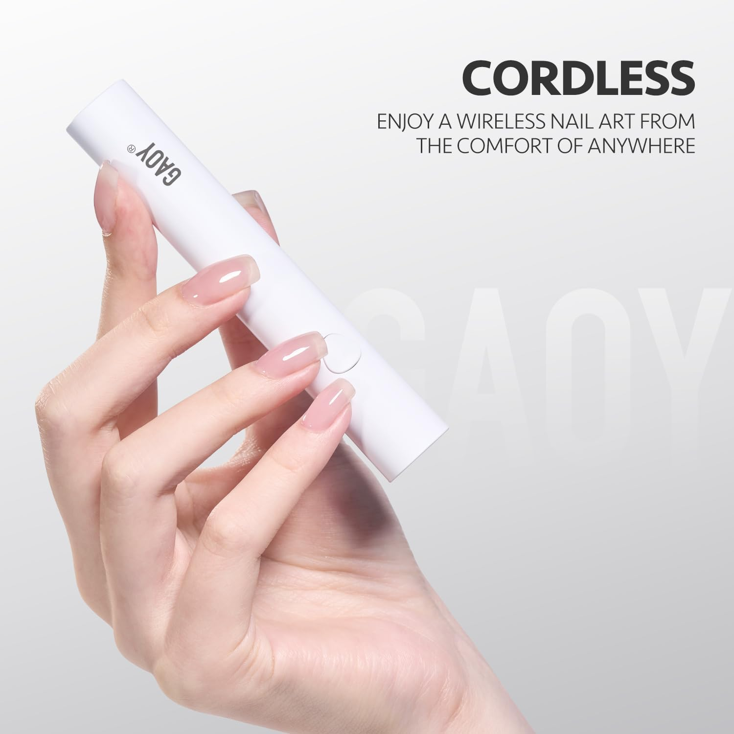 GAOY Cordless Nail Lamp with Stand, Handheld UV Light for Gel Nails, Rechargeable USB Nail Dryer for Fast Curing, White image number 5