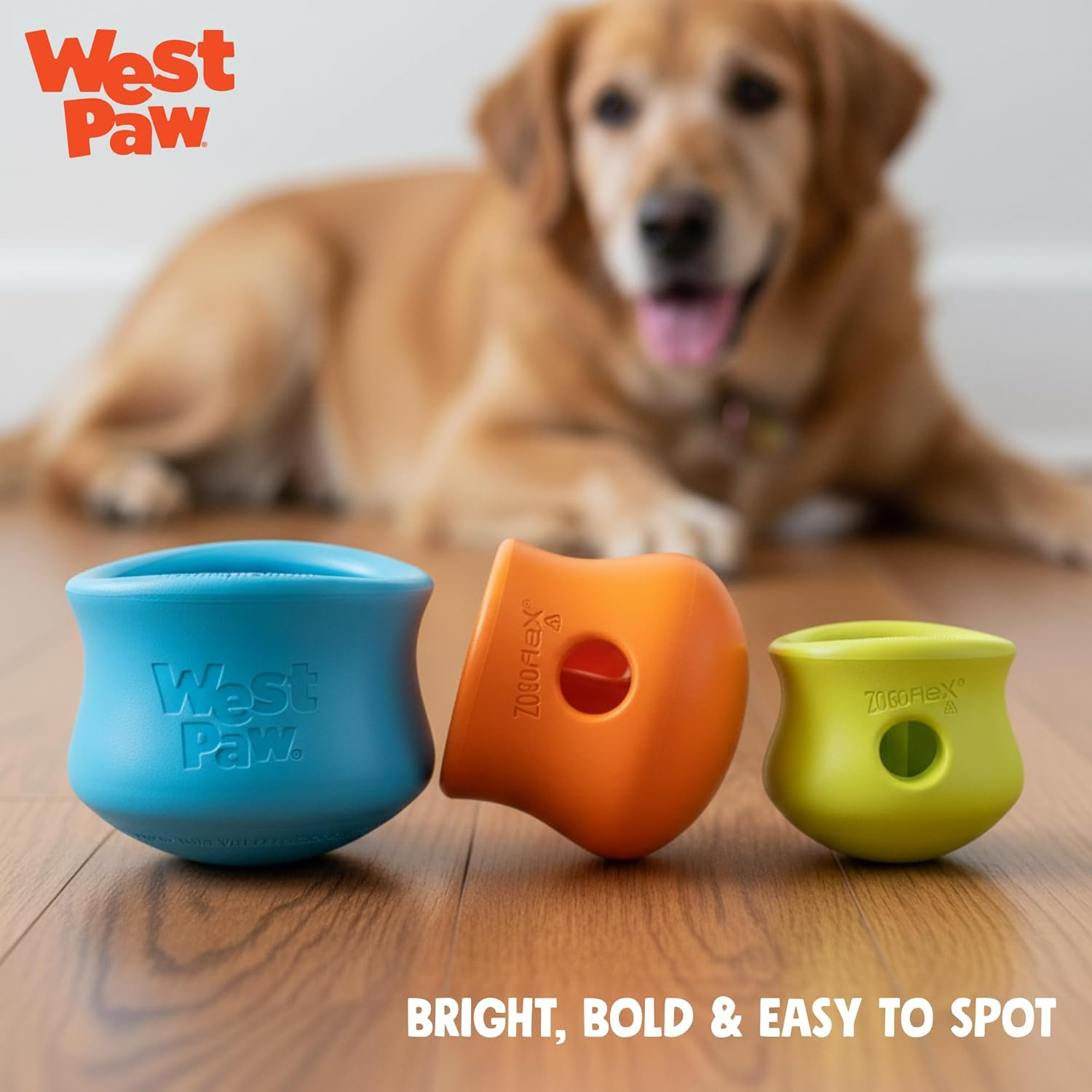 WEST PAW Zogoflex Toppl Interactive Treat Dispensing Dog Puzzle Play Toy, 100% Guaranteed Tough, It Floats!, Made in USA, Small, Aqua image number 1