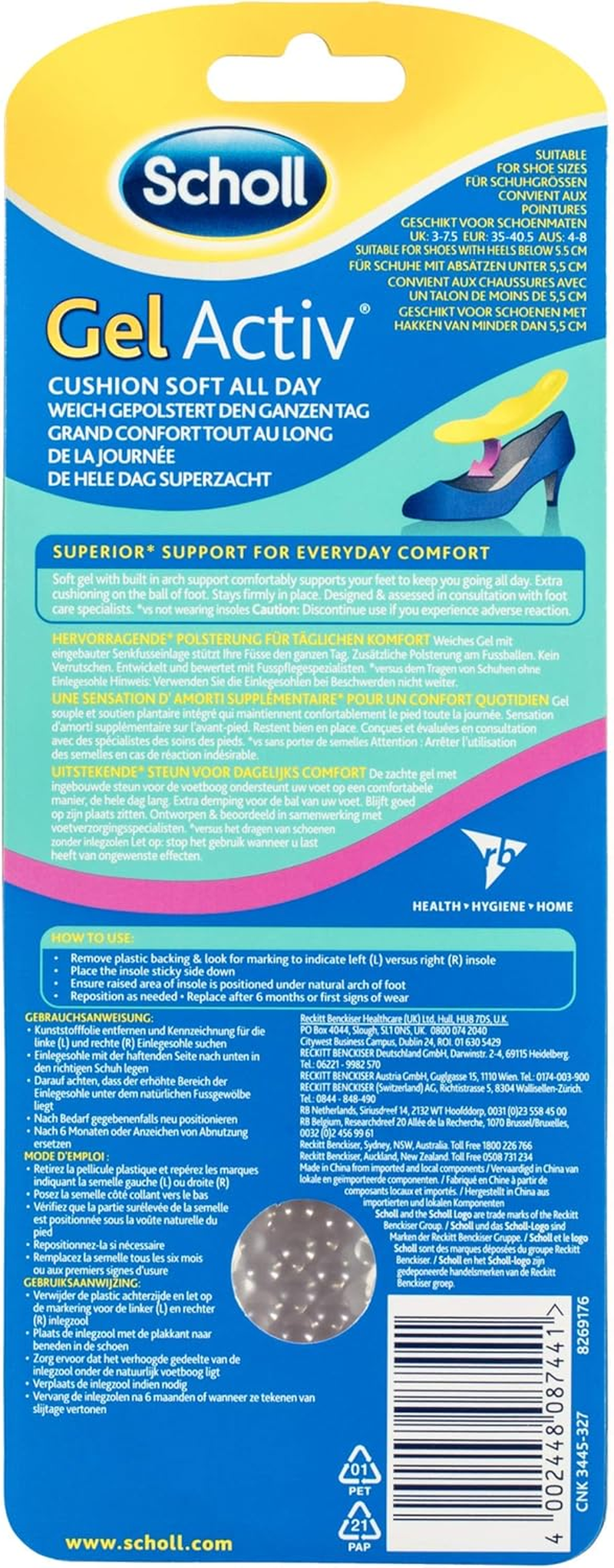 Scholl Gelactiv Insoles for Women All-Day Comfort & Support for Heels and Boots Footwear, 1 Count image number 1