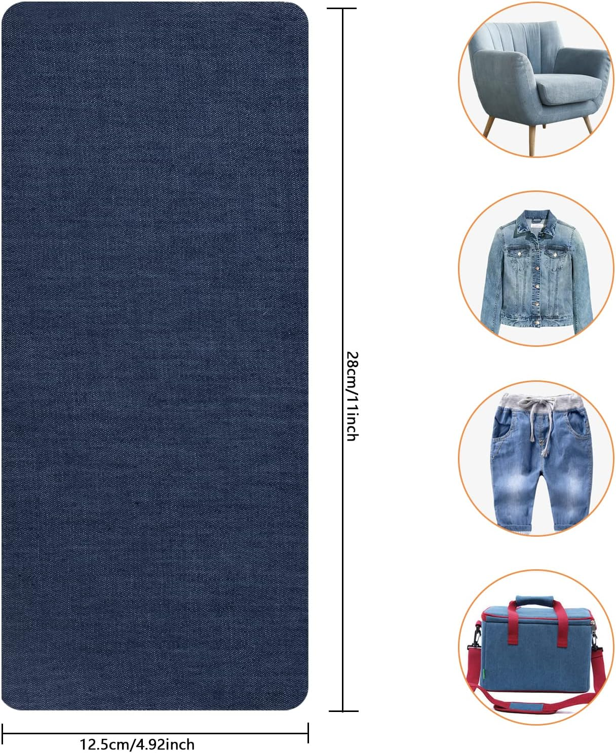 Pack of 15 Iron-On Patches, Large Iron-On Patches, 28 X 12.5 Cm, Cotton Patches, Iron-On Patches, Denim Patches, Repair Kit in 5 Colours for Clothes Jeans Bag