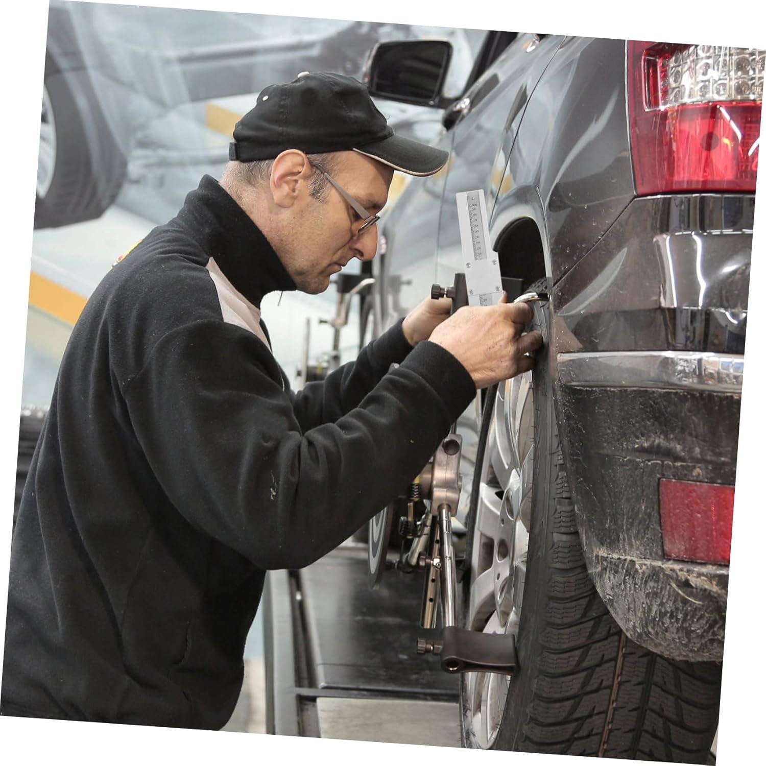 JECOMPRIS Tire Tread Depth Gauge Lens Metal Ruler for Accurate Tire Depth Measurements Multi-Functional Tool