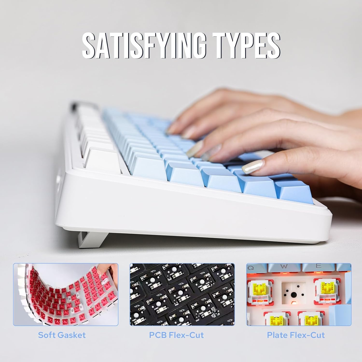 EPOMAKER X Aula F99 PRO Wireless Gaming Keyboard, Hot Swappable Custom Keyboard, 2.4Ghz/Type-C/Bt5.0 Mechanical Keyboard with 8000Mah Battery, RGB Backlit Gaming Keyboard (Blue Gradient) image number 1