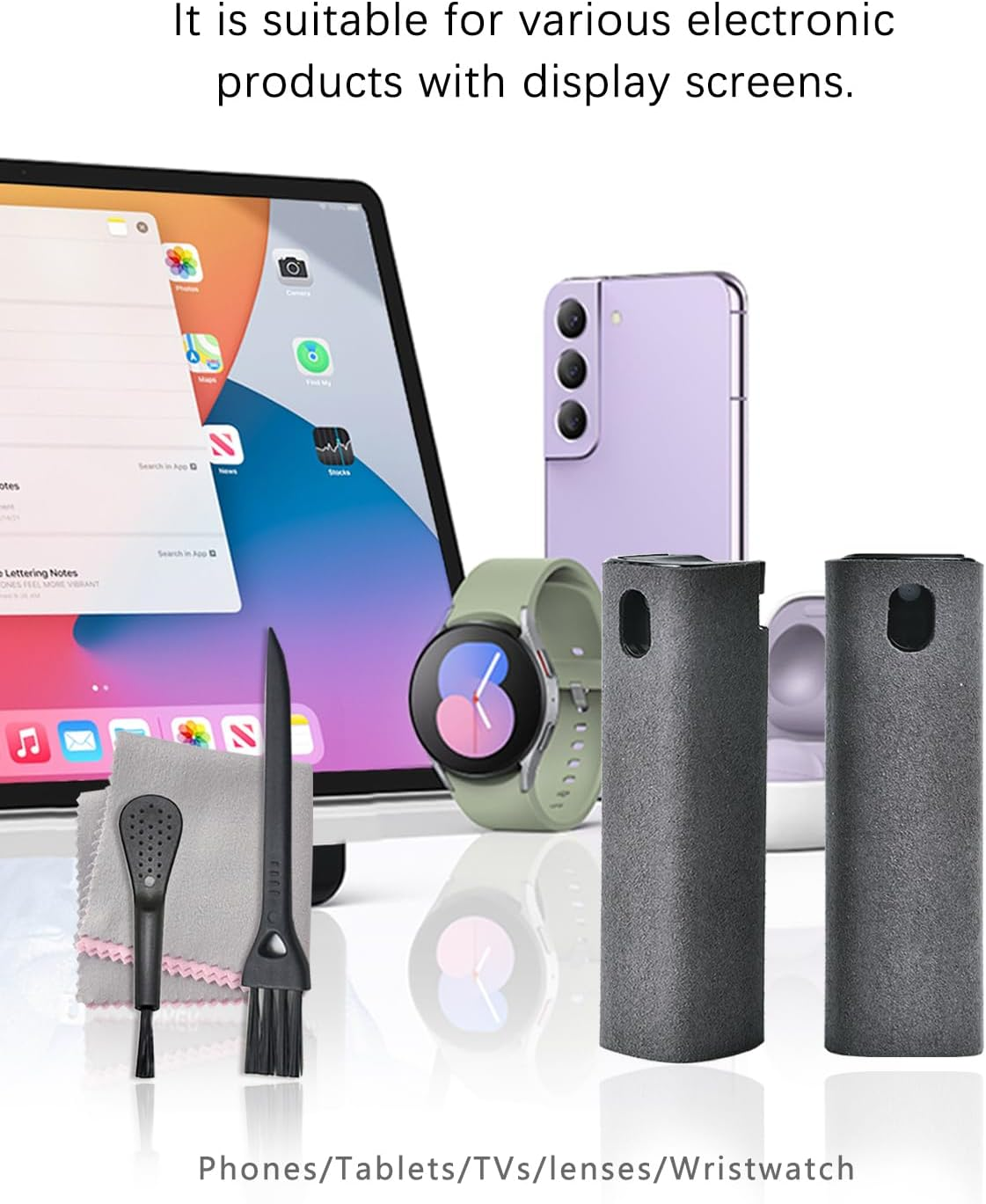 Touchscreen Mist Cleaner Spray and Wipe Screen Cleaner for Car Display Travel Car Essentials Travel for Iphone Ipad Airpods Macbook Eyeglasses Cell Phones Screen Cleaner Spray Kit (2 Units) image number 4