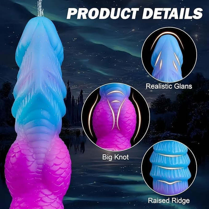 8 Inches Squirting Dildo, Ejaculating Dildo with Knot, Luminous Monster Fantasy Cumming Knotted Penis Glow in the Dark, Adult Sex Toys for Women Men image number 5