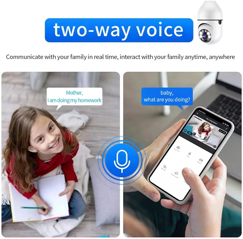 Uantii Tuya Smart E27 Bulb Camera 1080P Wifi Baby Monitor Night Vision Automatic Human Tracking Zoom Wireless Indoor Full Color Security Monitor image number 5