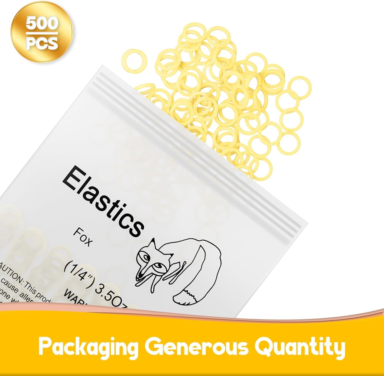 500 Pcs Orthodontic Elastic Rubber Bands, 3.5 Ounces Heavy Dental Rubber Traction Bands, Free Elastic Placer for Braces (1/4",Fox) image number 1